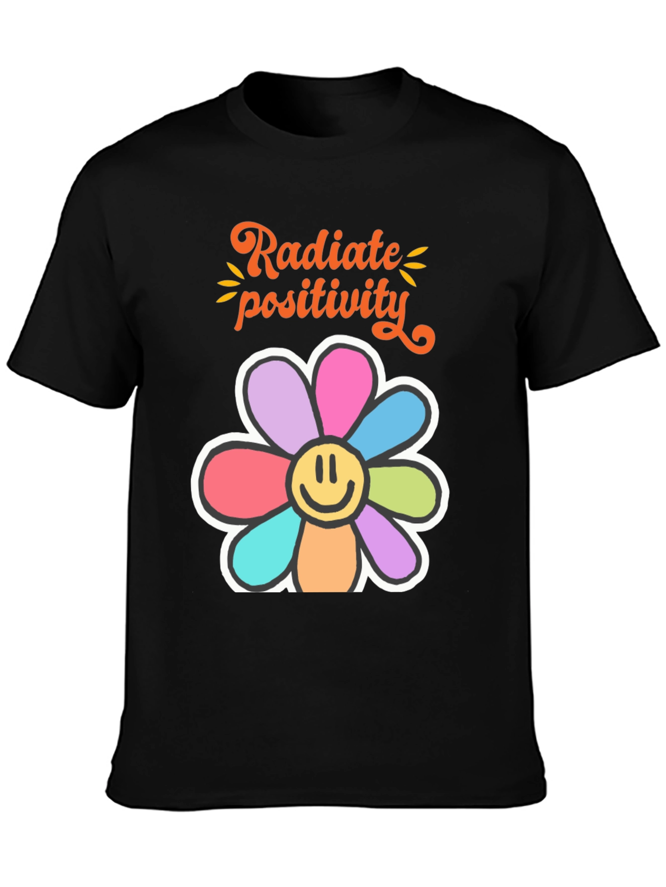 Black Radiate Positivity Graphic T-Shirt view 3