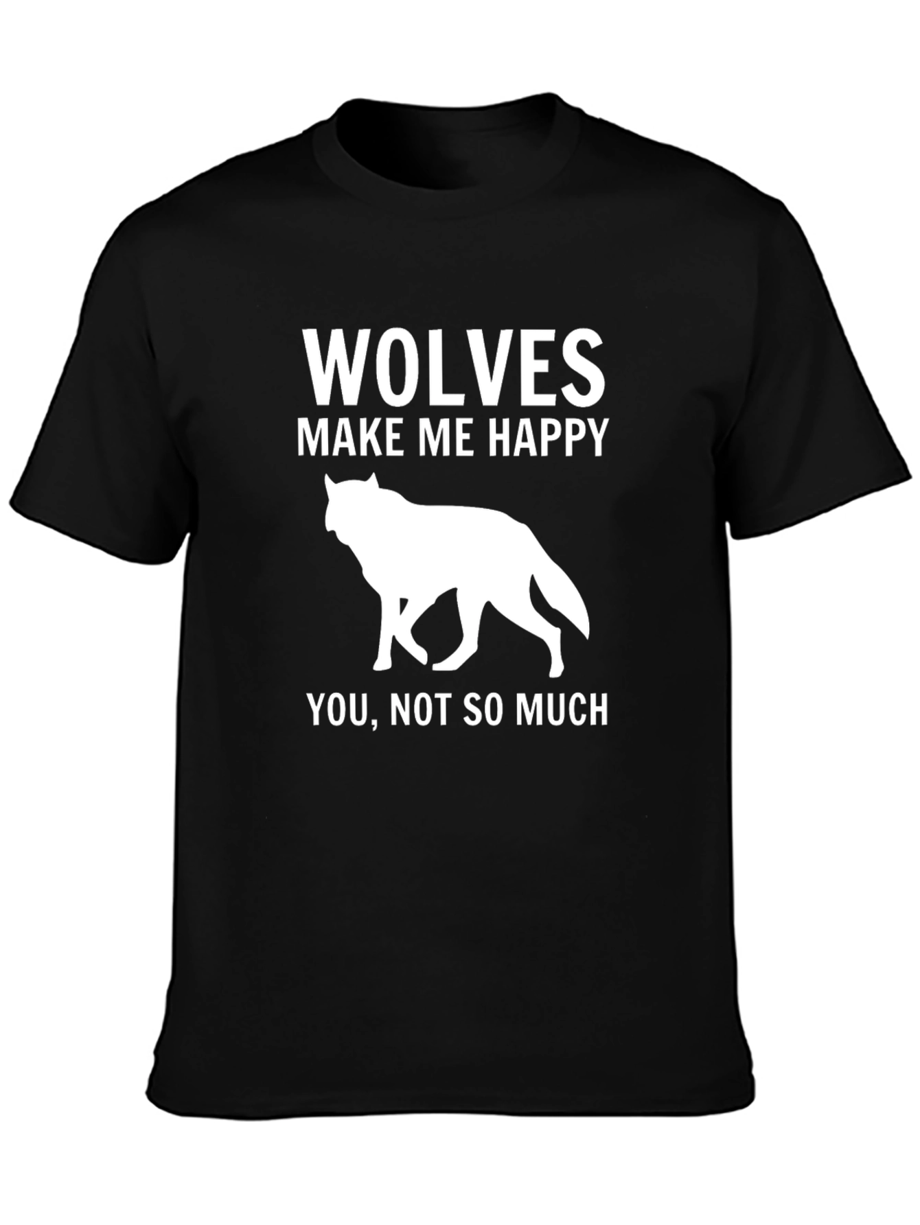 Black Wolves Make Me Happy Graphic Tee - Funny Wolf Lover Shirt view 3