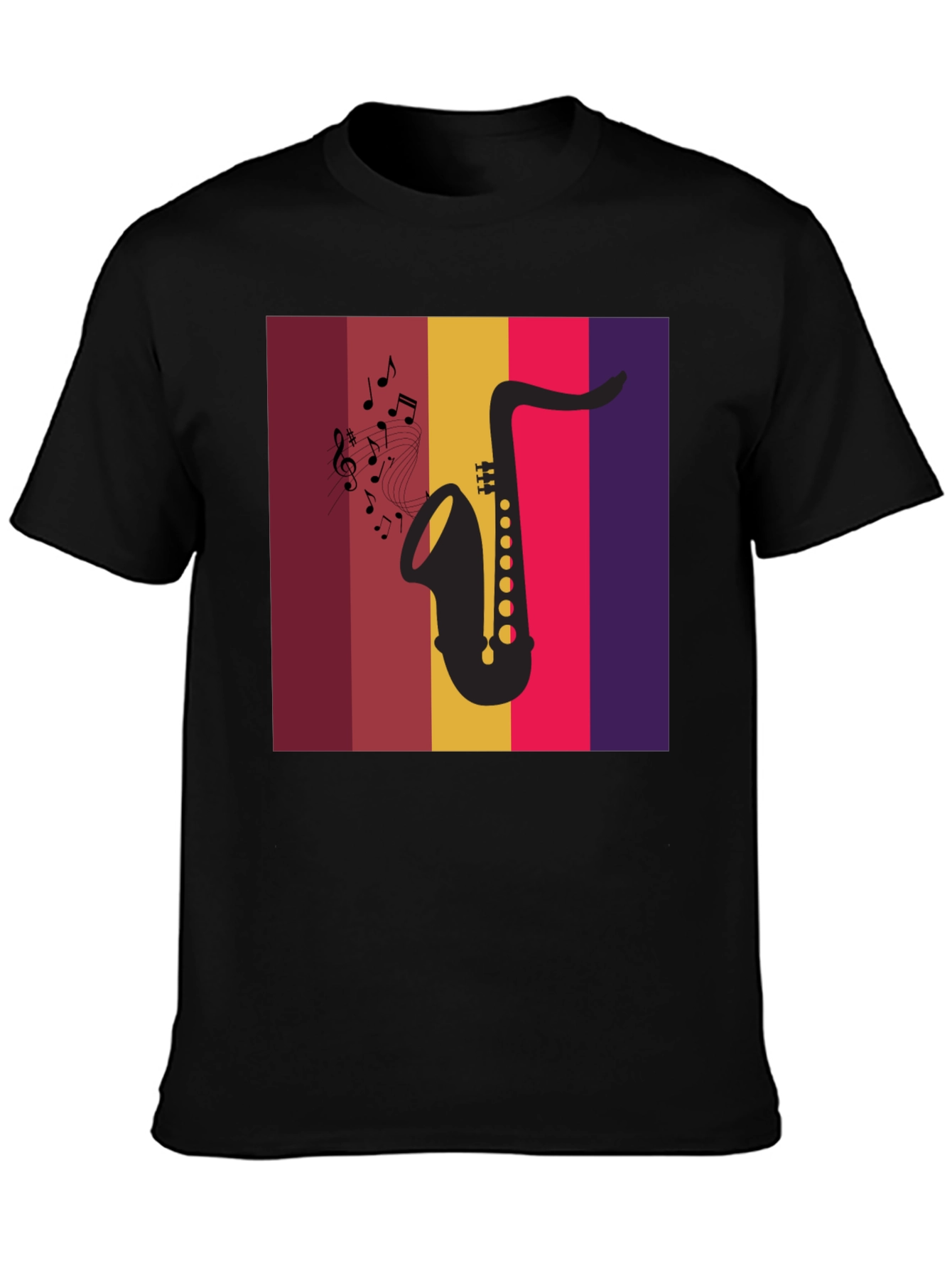 Black Saxophone Music Graphic Tee - Retro Style  view 3
