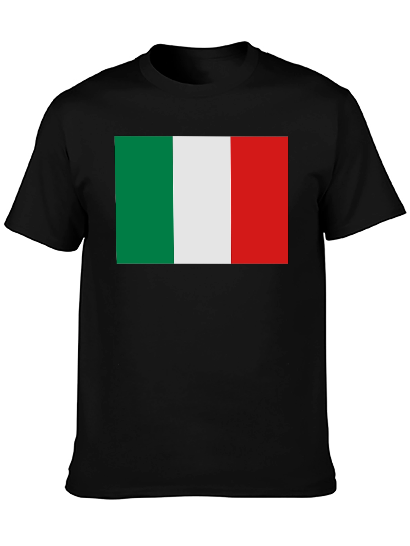 Black Italian Flag Graphic Tee - Black Crew Neck T-Shirt view 3