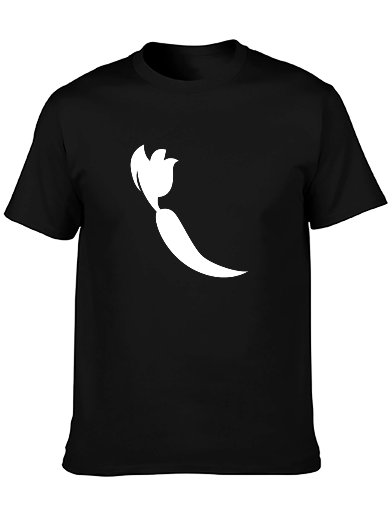 Black Chili Pepper Graphic Tee - Bold Black Cotton T-Shirt view 3
