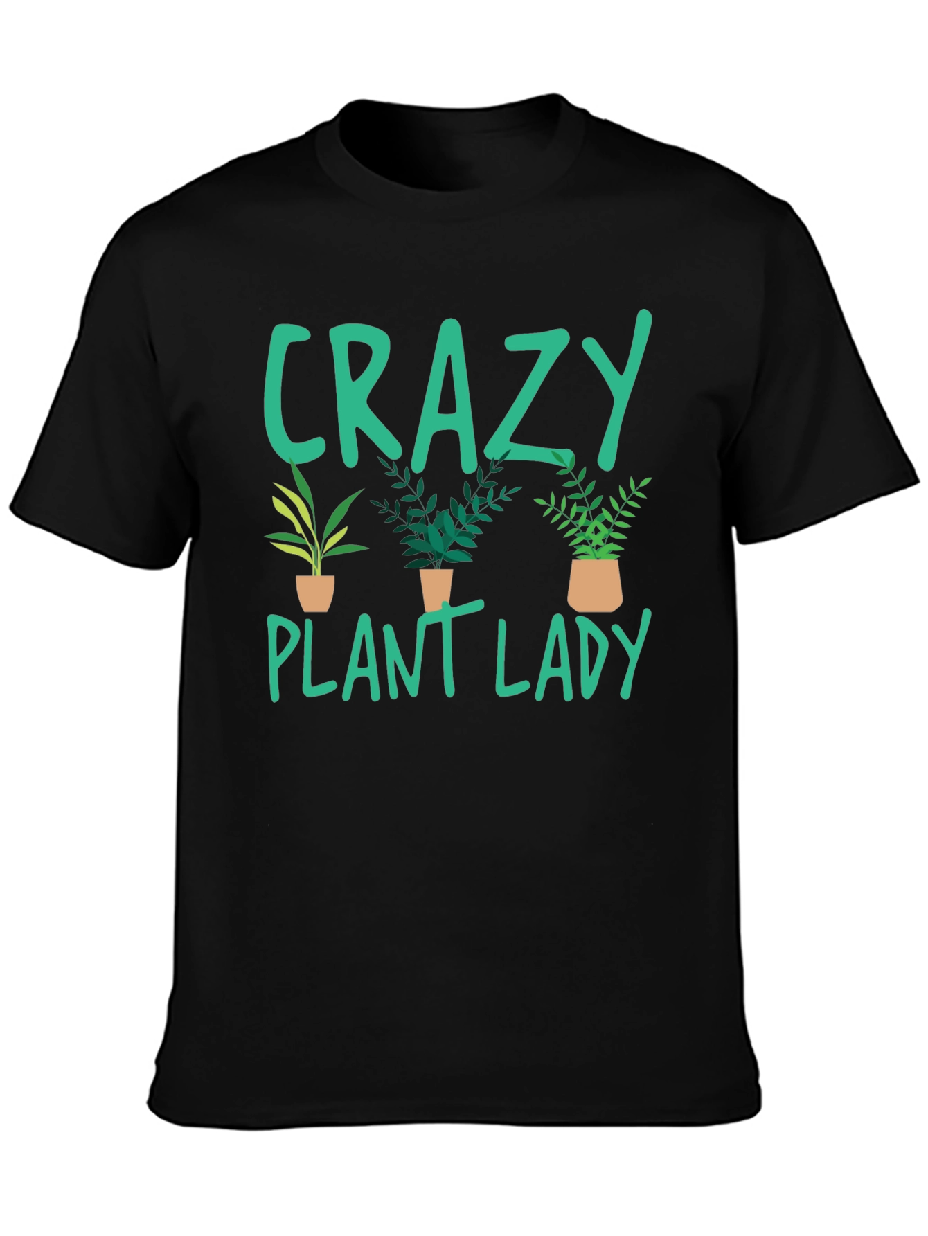 Black Crazy Plant Lady T-Shirt - Plant Lover Gift view 3