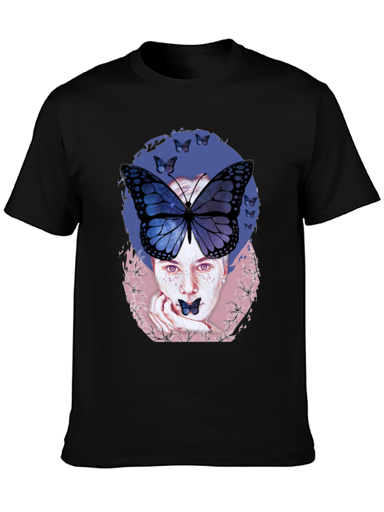Black Butterfly Woman Graphic Tee view 3