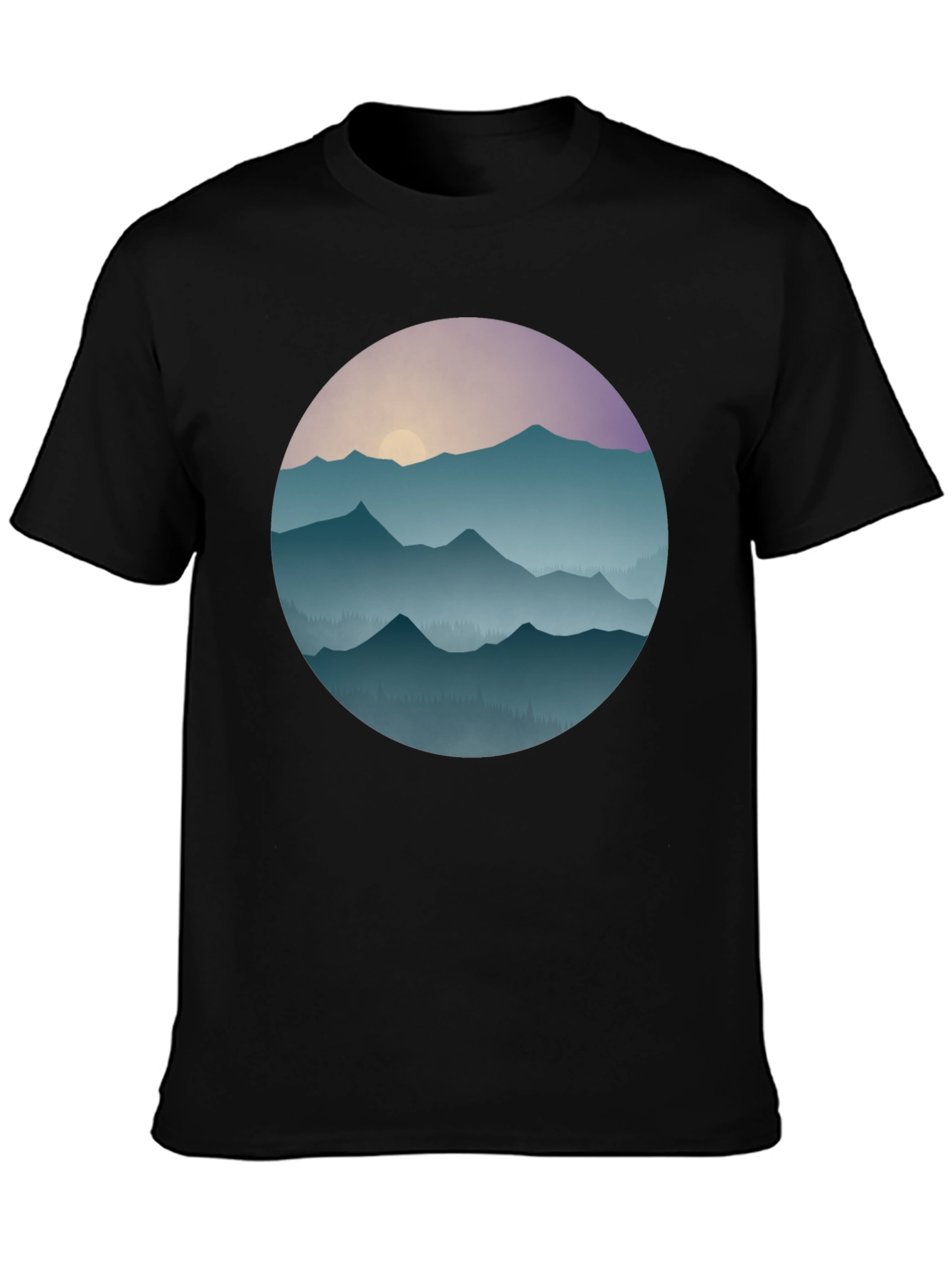 Black Mountain Sunset Graphic T-Shirt view 3