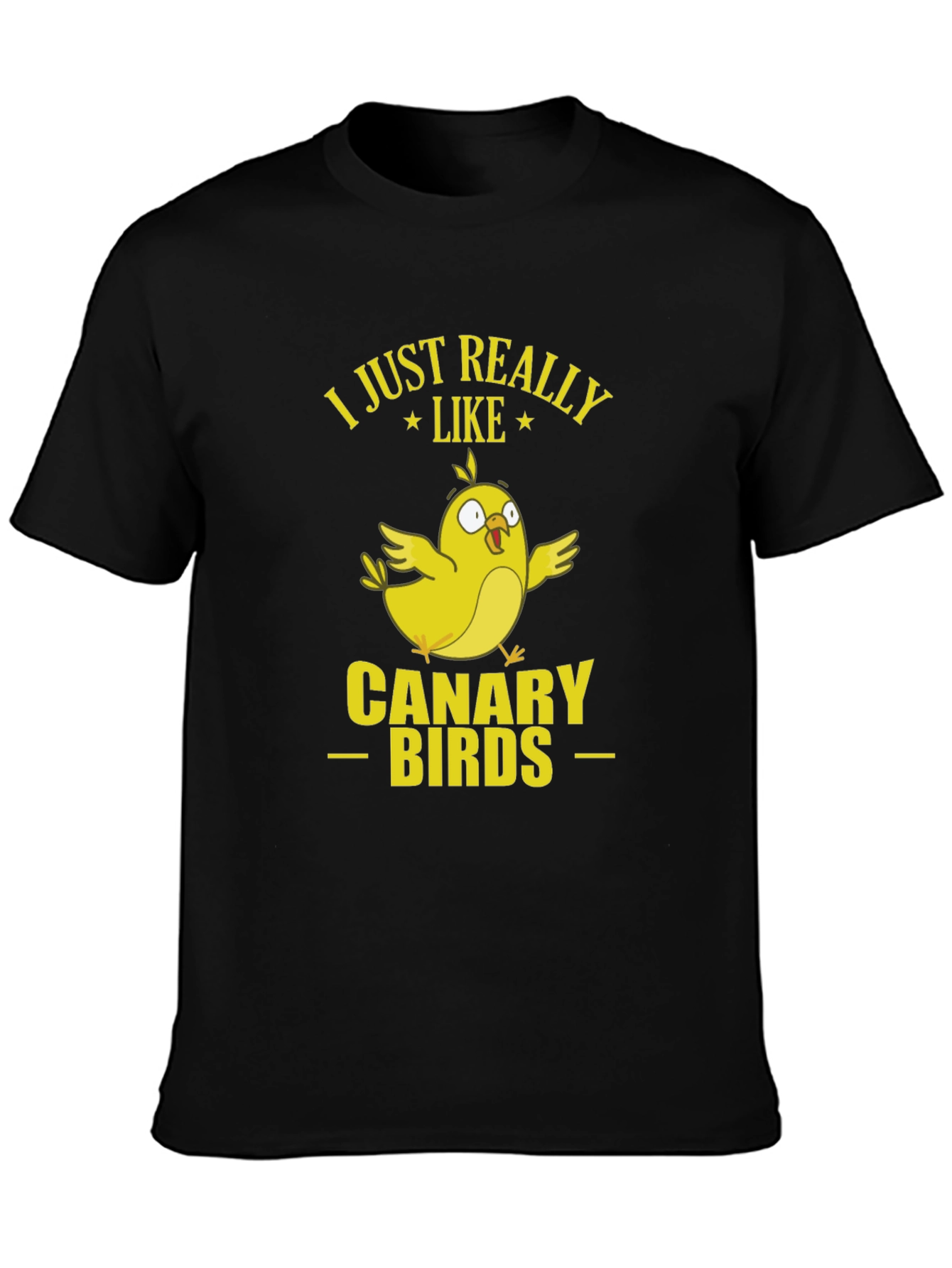 Black I Just Really Like Canary Birds Graphic T-Shirt view 3