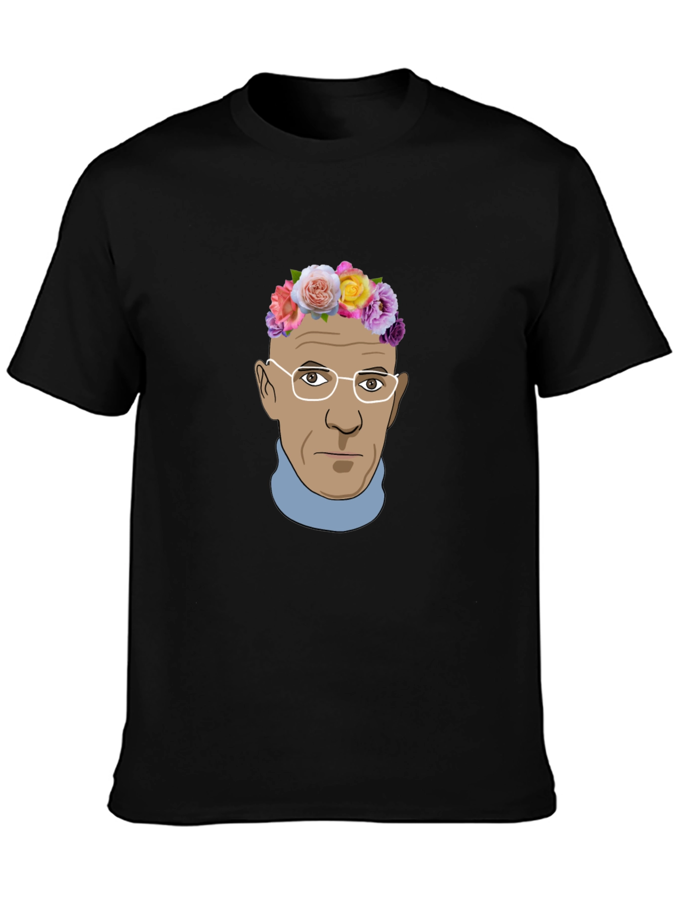 Black Floral Crown Man Graphic Tee - Unique Design view 3