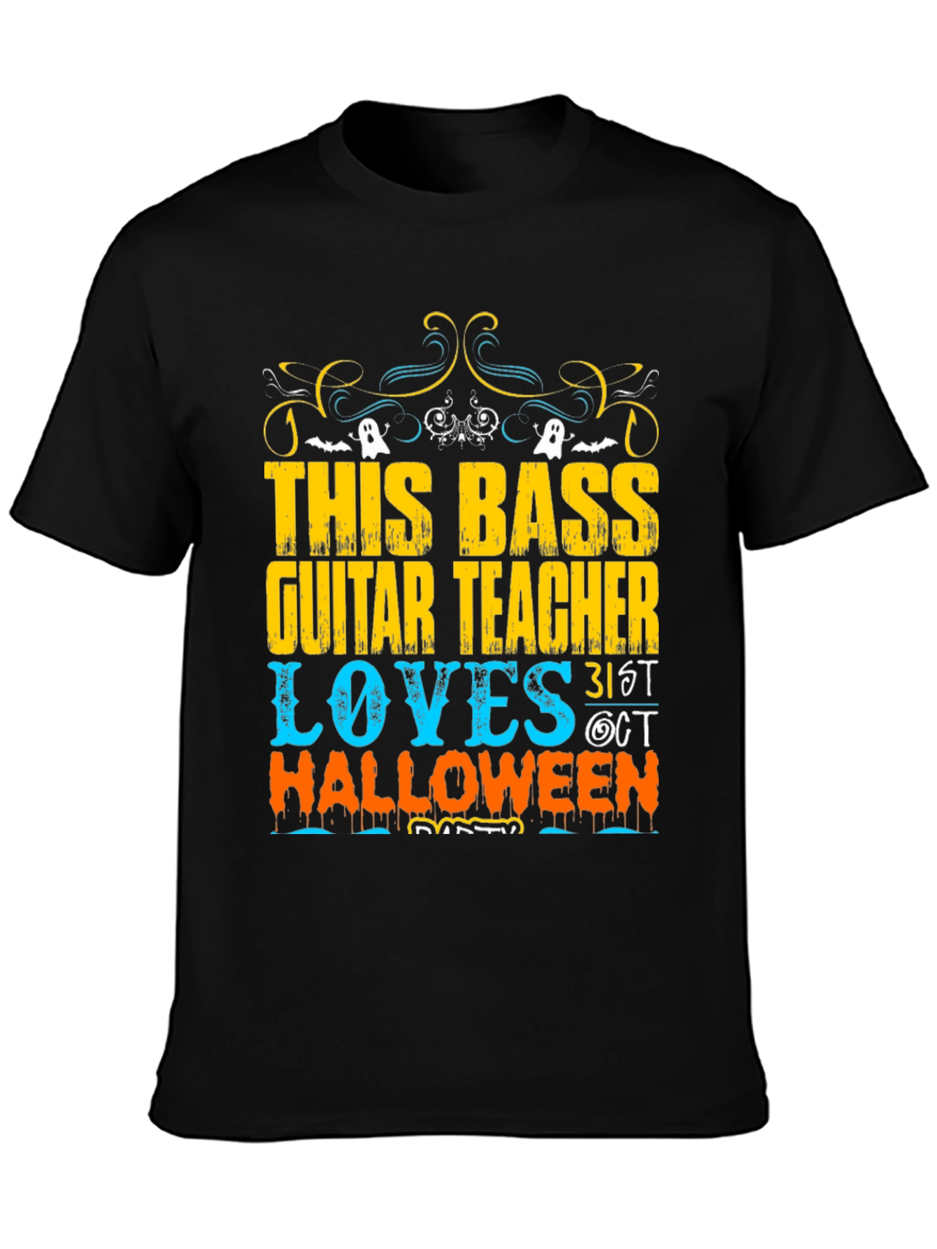 Black Bass Guitar Teacher Halloween T-Shirt view 3