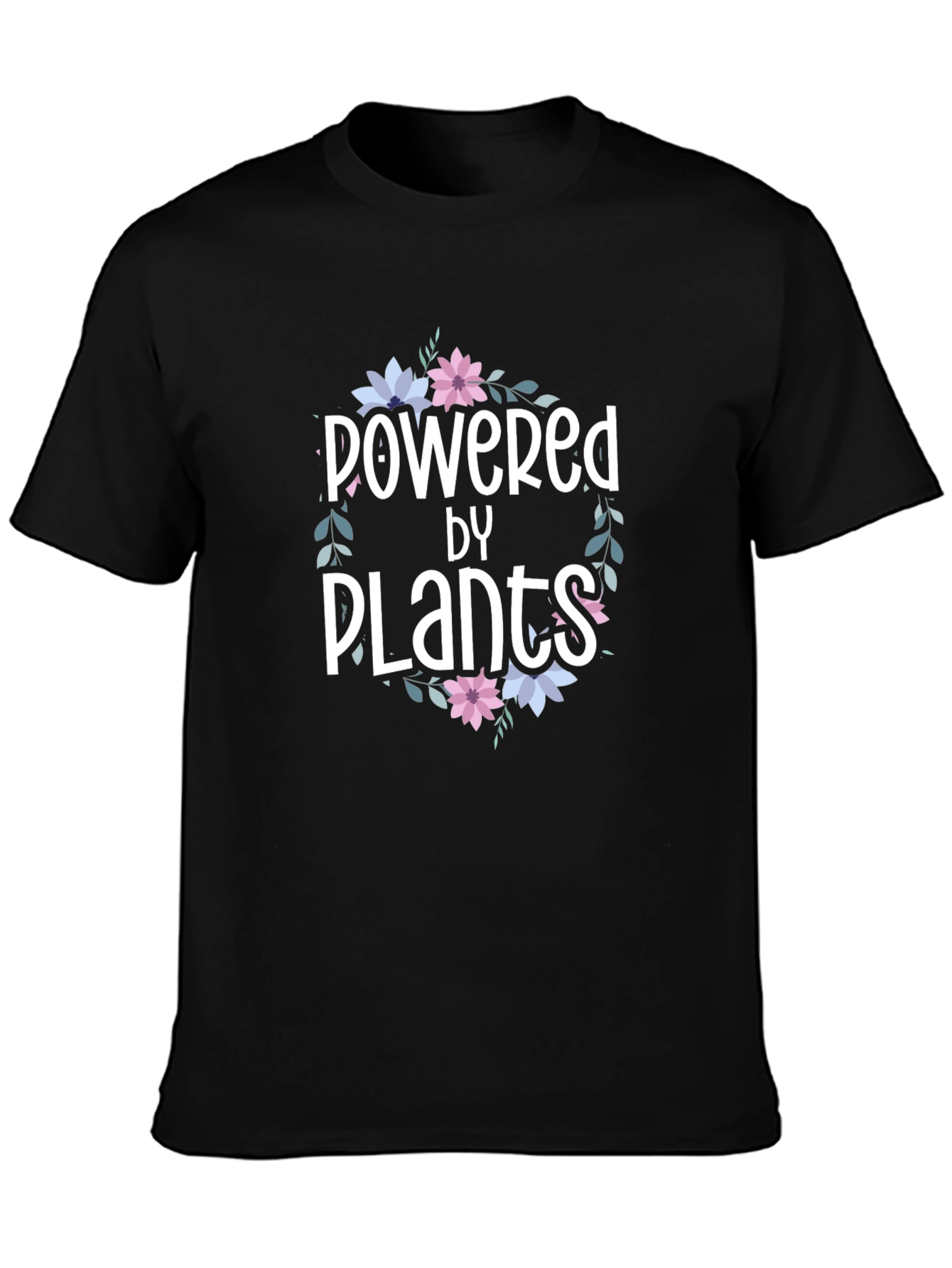 Black Powered by Plants T-Shirt - Vegan Tee view 3