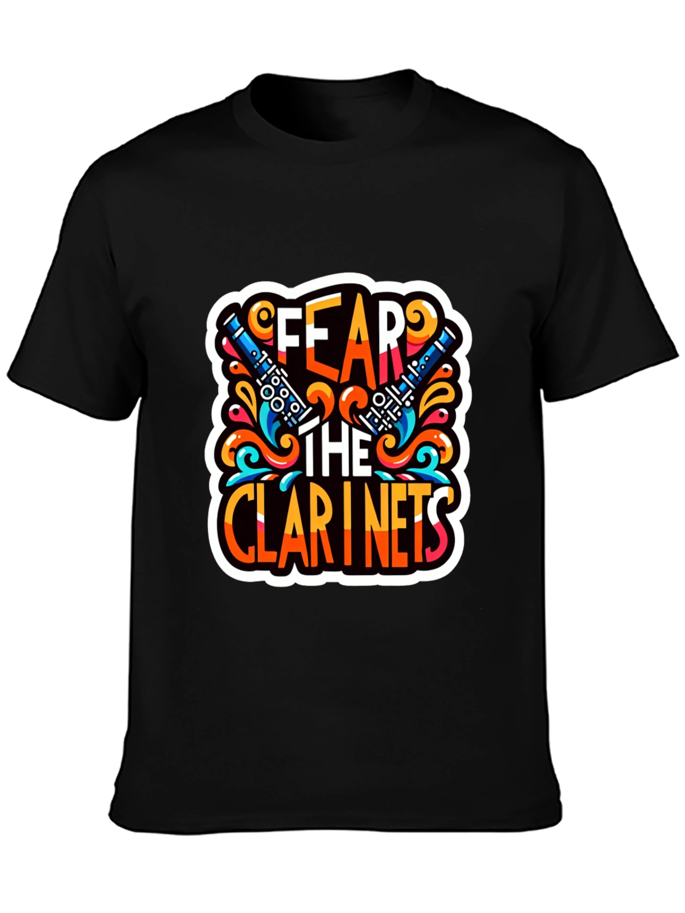 Black Fear the Clarinets Graphic T-Shirt - Music Lover Tee view 3