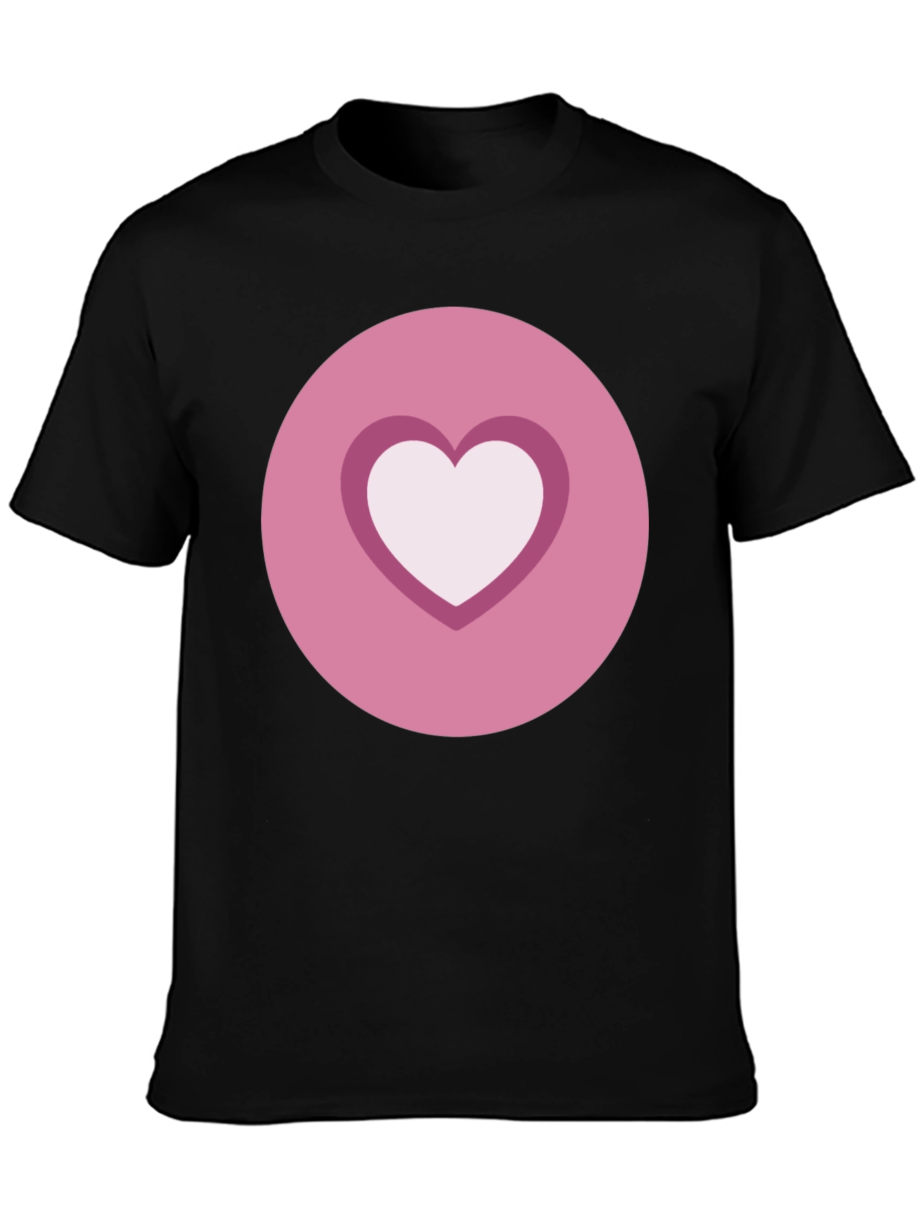 Black Heart Circle Graphic Tee - Casual Black Shirt view 3