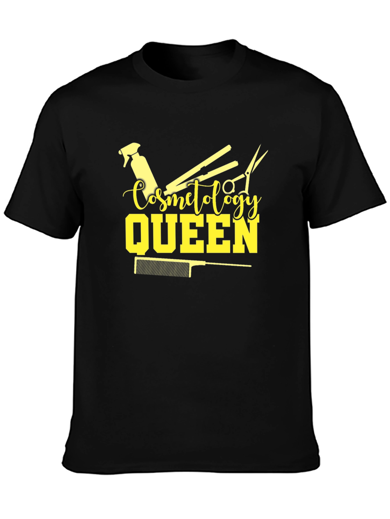 Black Cosmetology Queen T-Shirt - Black, Stylish Design view 3