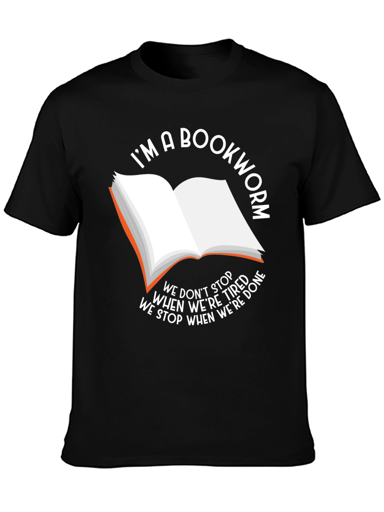 Black Bookworm T-Shirt - We Stop When We're Done view 3