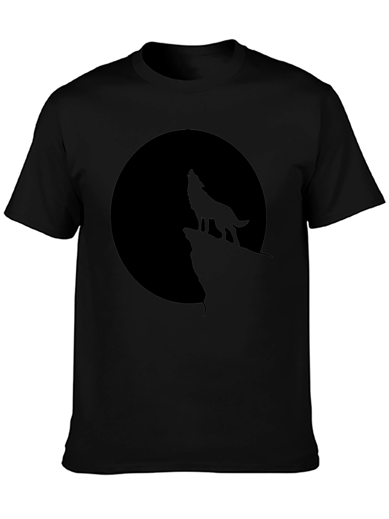 Black Wolf Moon Graphic Tee - Black Cotton Blend view 3