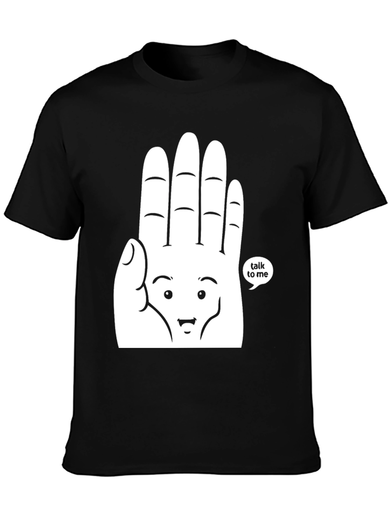 Black Talk To Me Graphic Tee - Funny Hand Design T-Shirt view 3