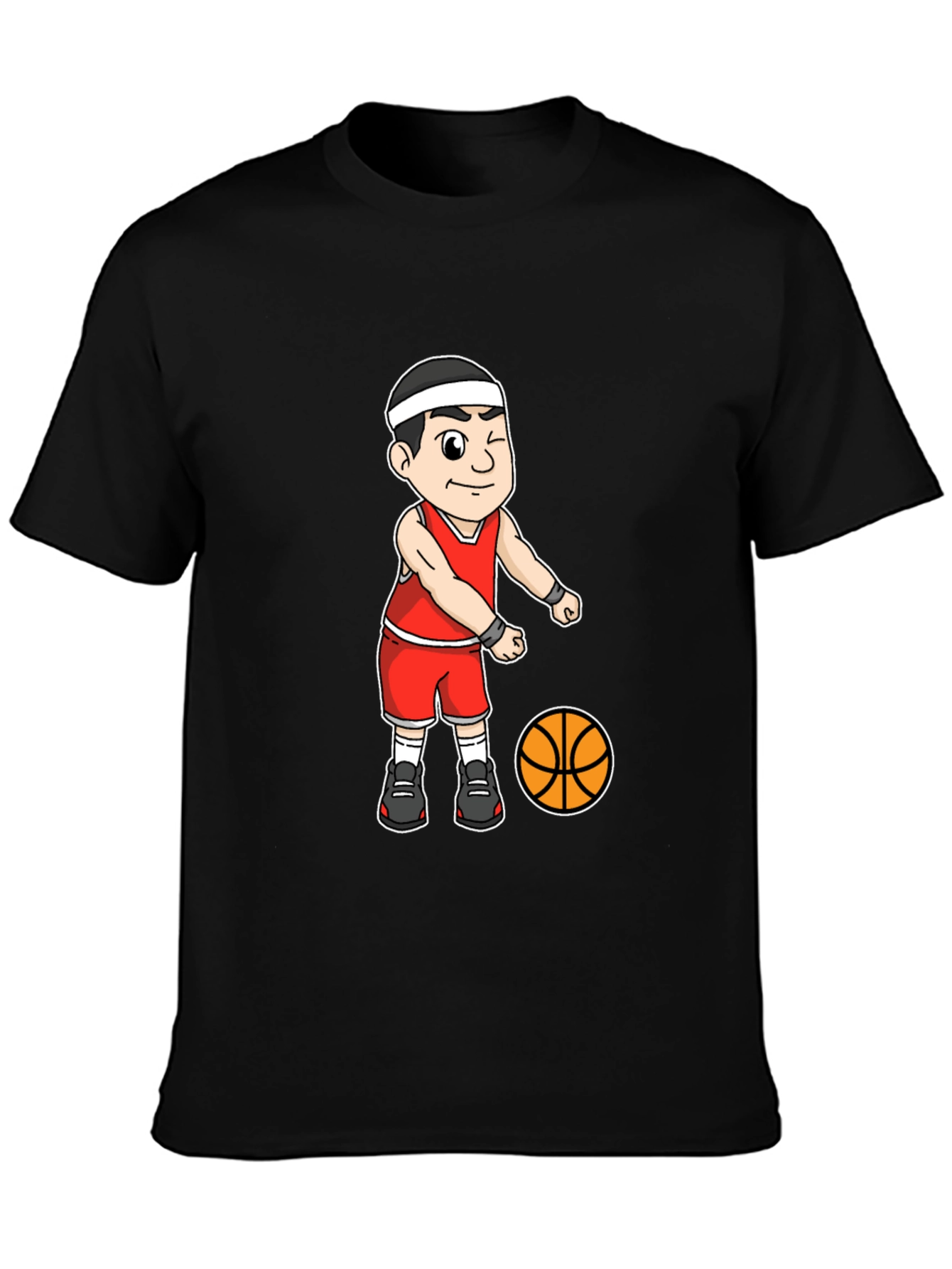 Black Cartoon Basketball Player Graphic Tee view 3