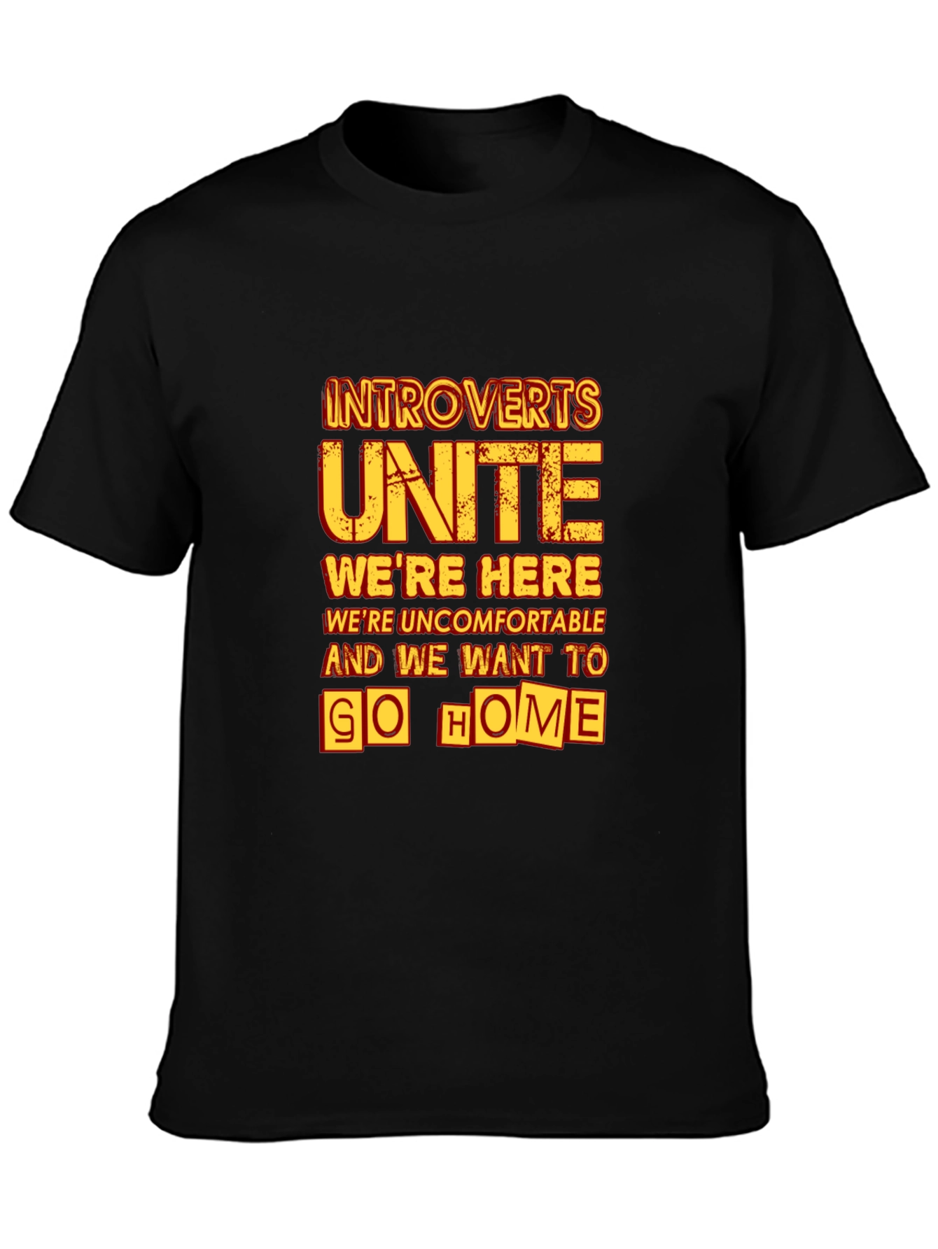 Black Introverts Unite Graphic Tee - Black Cotton T-Shirt view 3