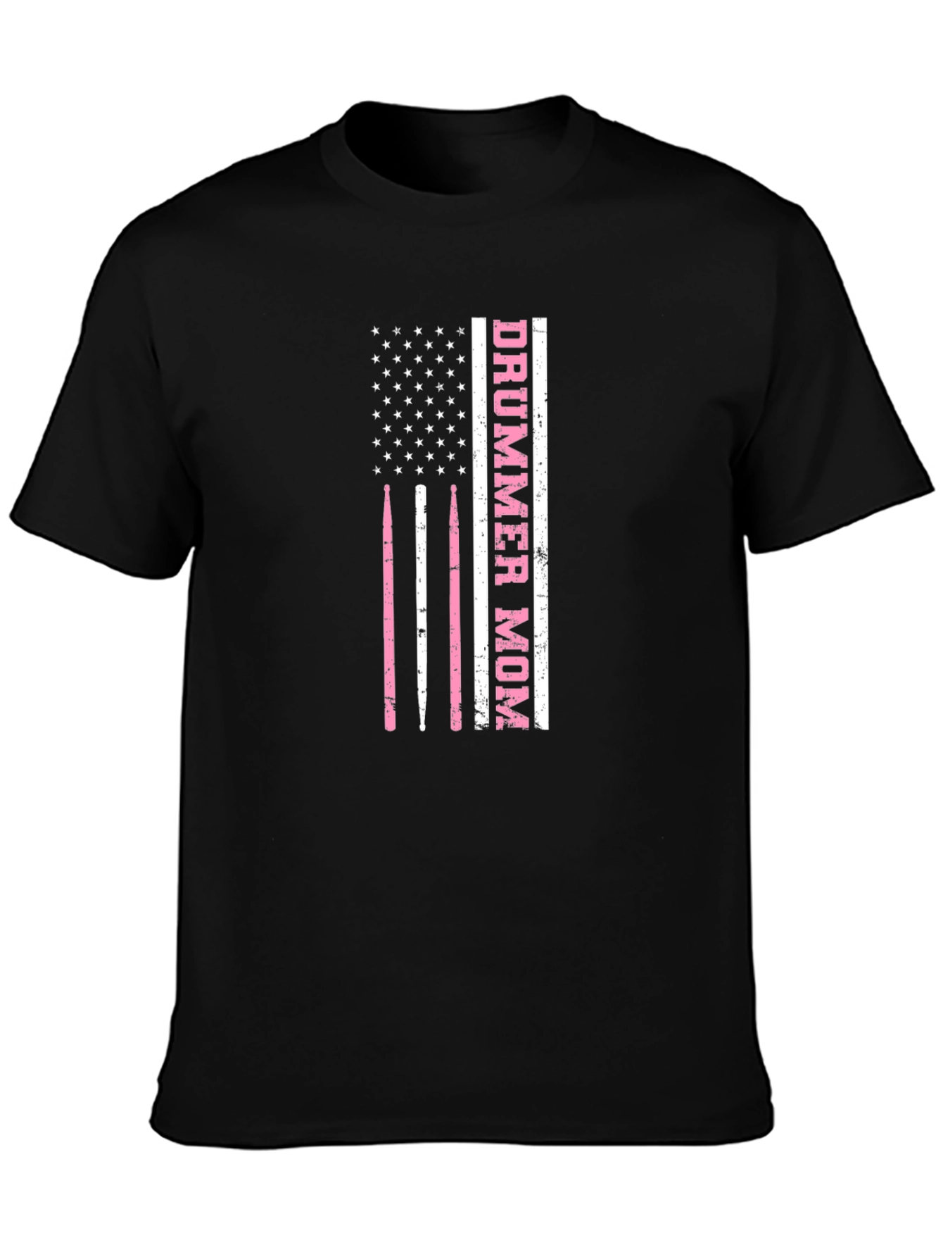 Black Drummer Mom USA Flag T-Shirt view 3