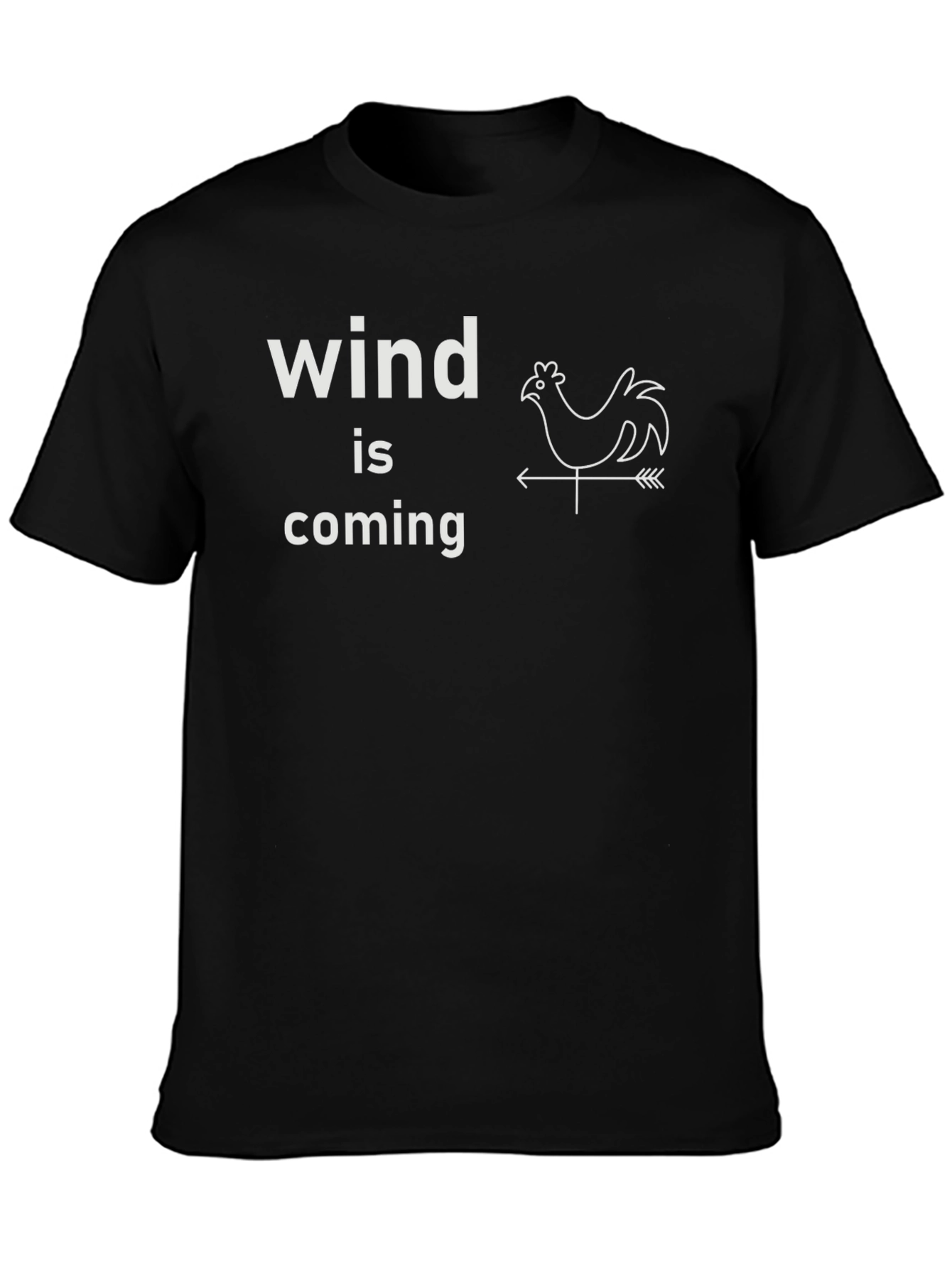 Black Funny Wind Is Coming Chicken Weathervane T-Shirt view 3