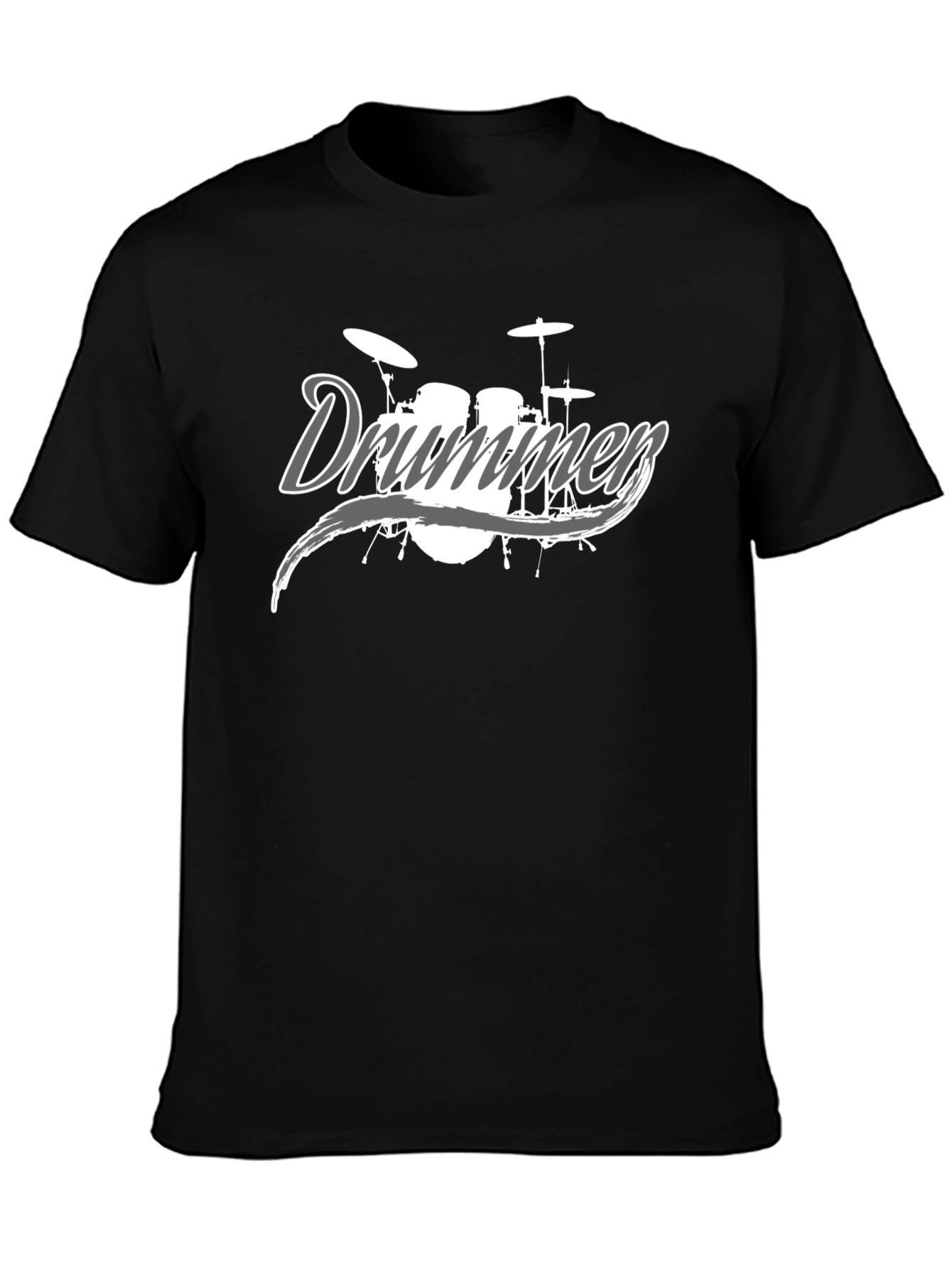 Black Drummer T-Shirt - Black - Music Lover Tee view 3