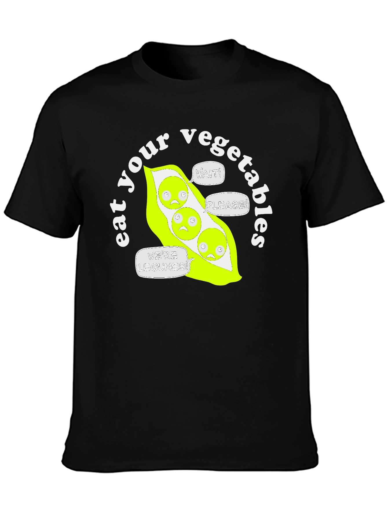 Black Eat Your Vegetables Funny Graphic T-Shirt view 3