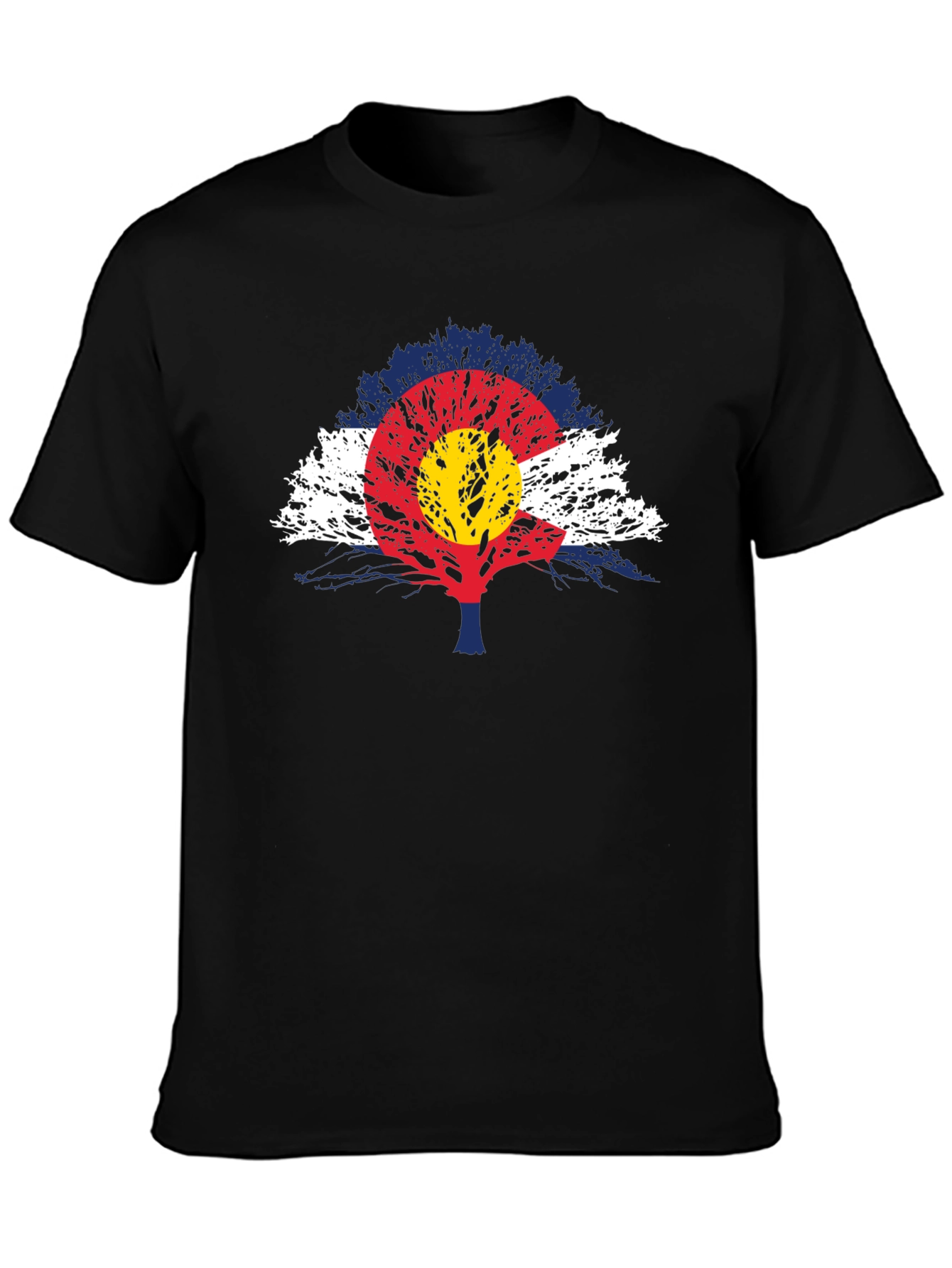 Black Colorado Flag Tree Men's T-Shirt view 3