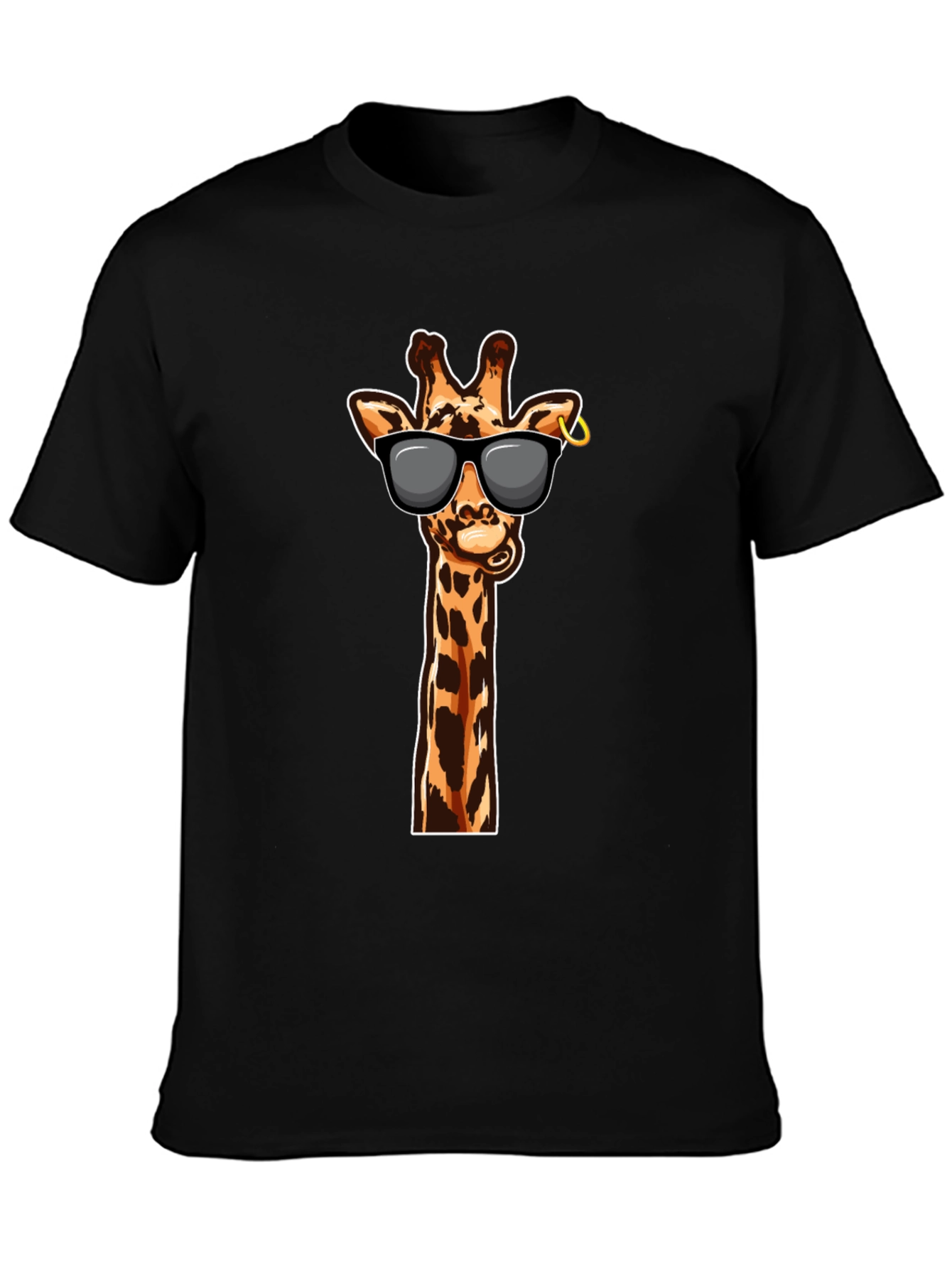 Black Cool Giraffe Graphic Tee - Stylish Black T-Shirt view 3
