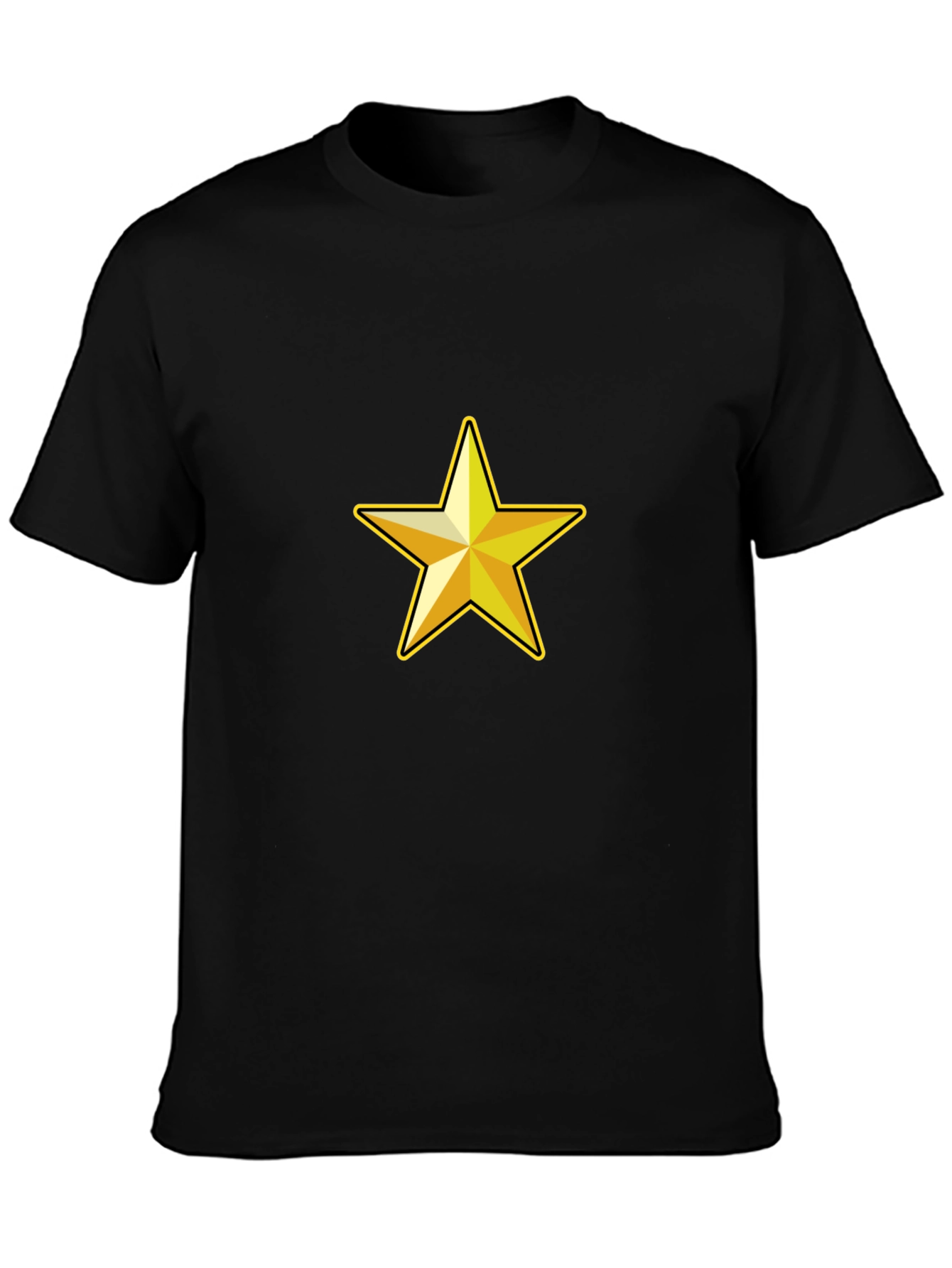 Black Classic Black Tee with Gold Star Graphic view 3