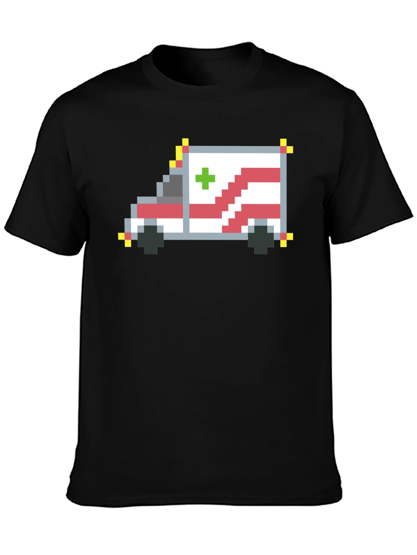 Black Pixel Ambulance Graphic T-Shirt view 3