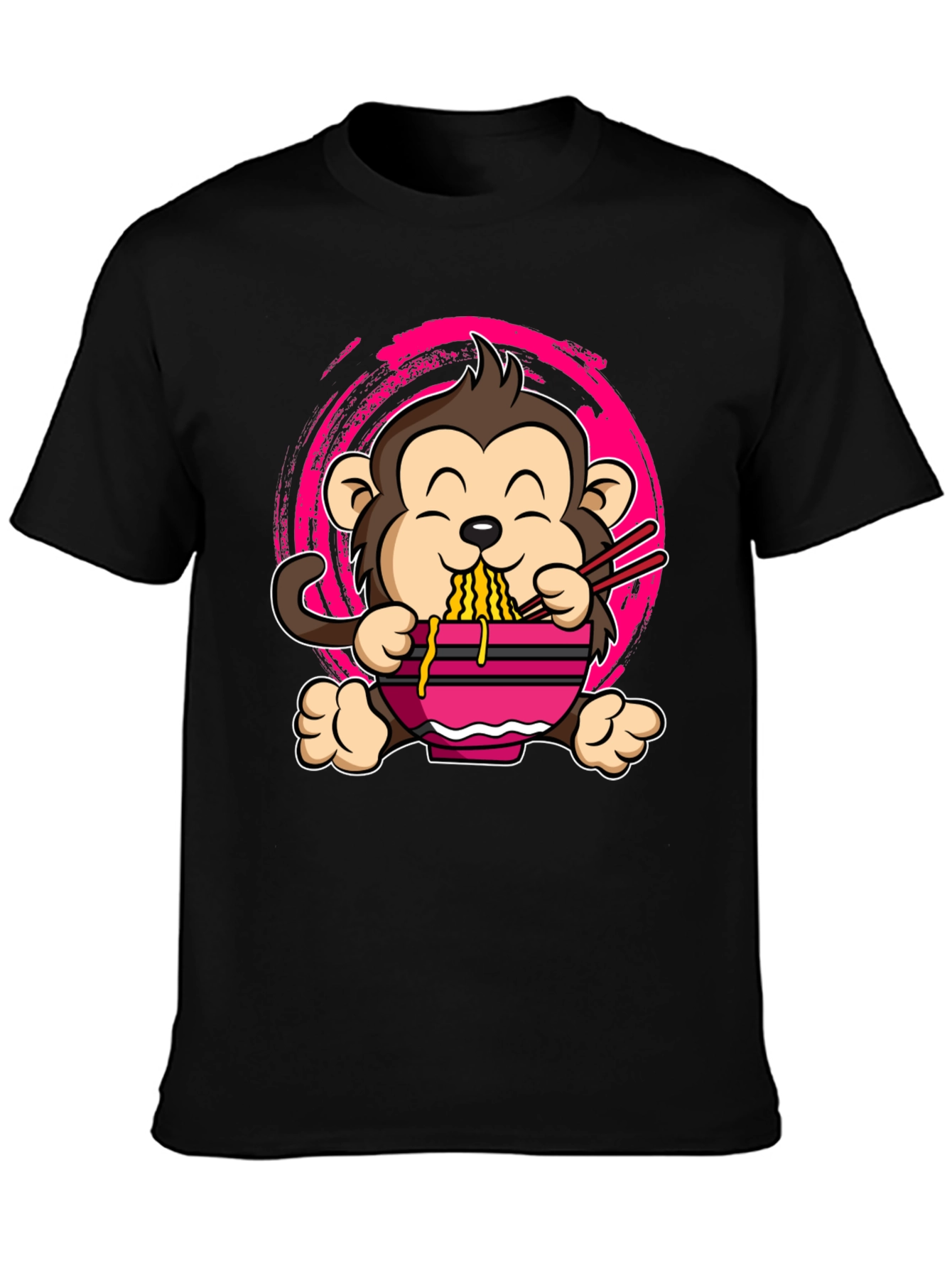 Black Monkey Ramen Graphic Tee - Cute Cartoon T-Shirt view 3