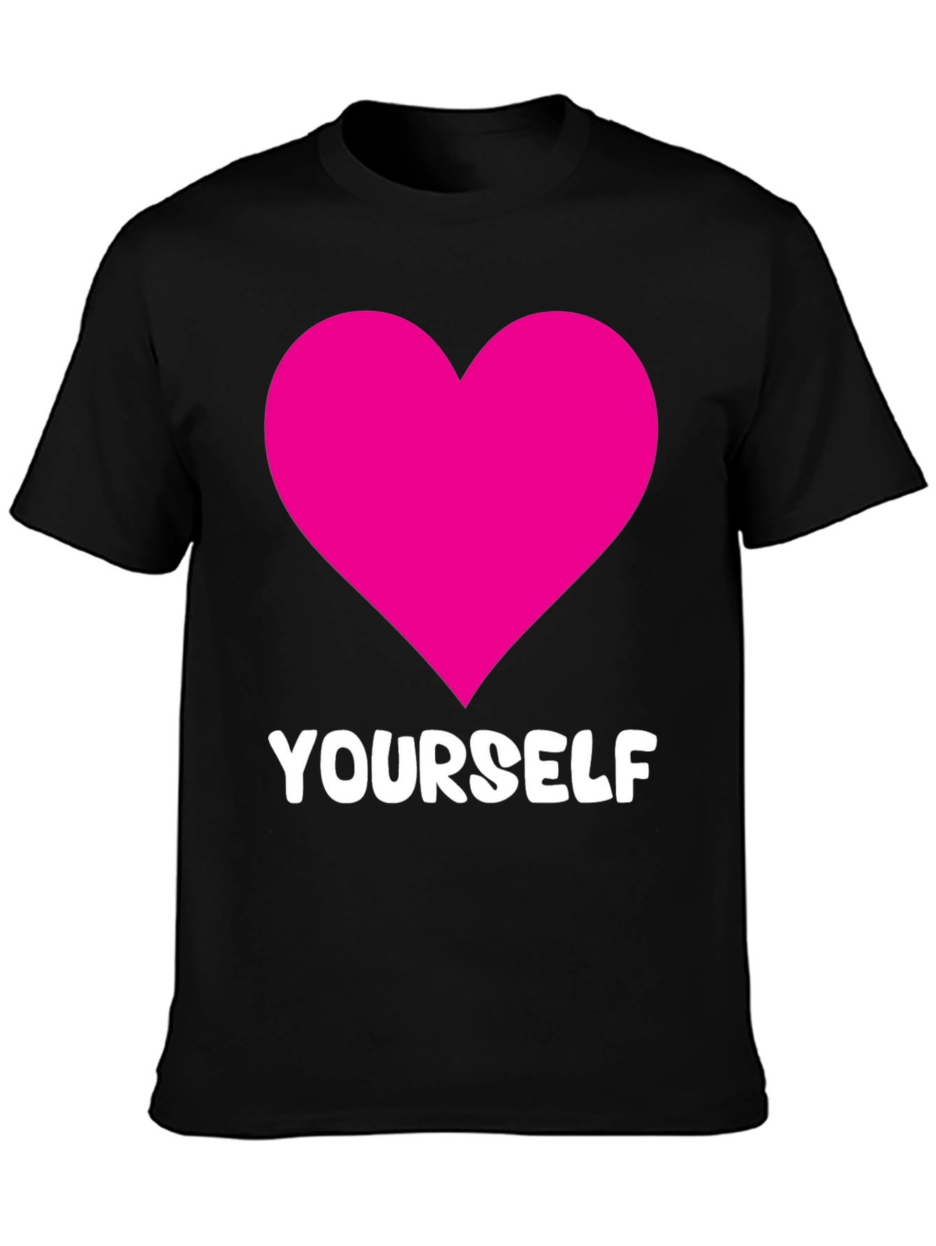 Black Love Yourself T-Shirt - Black with Pink Heart view 3