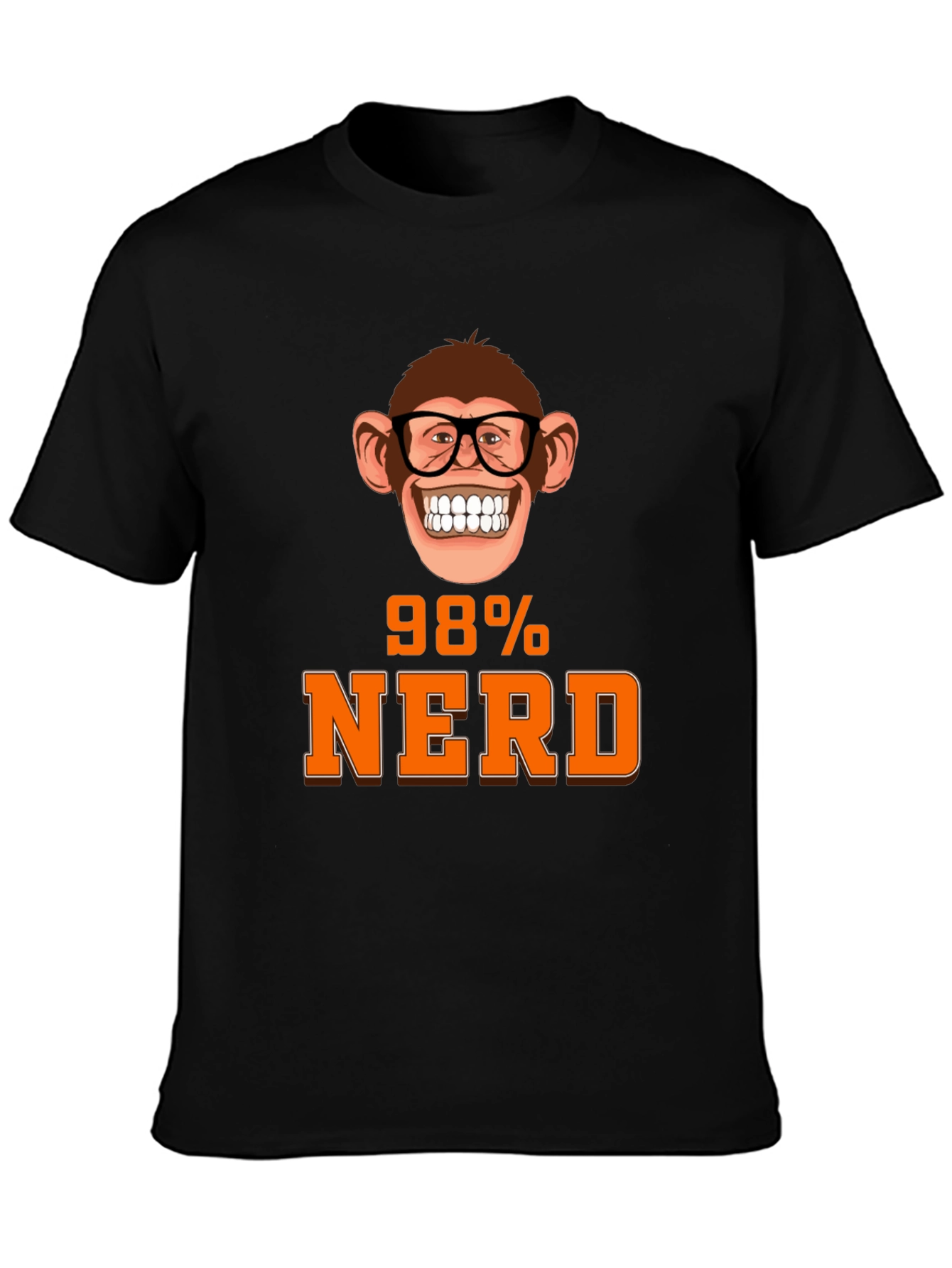 Black 98% Nerd Monkey Graphic T-Shirt - Unique Geeky Design view 3