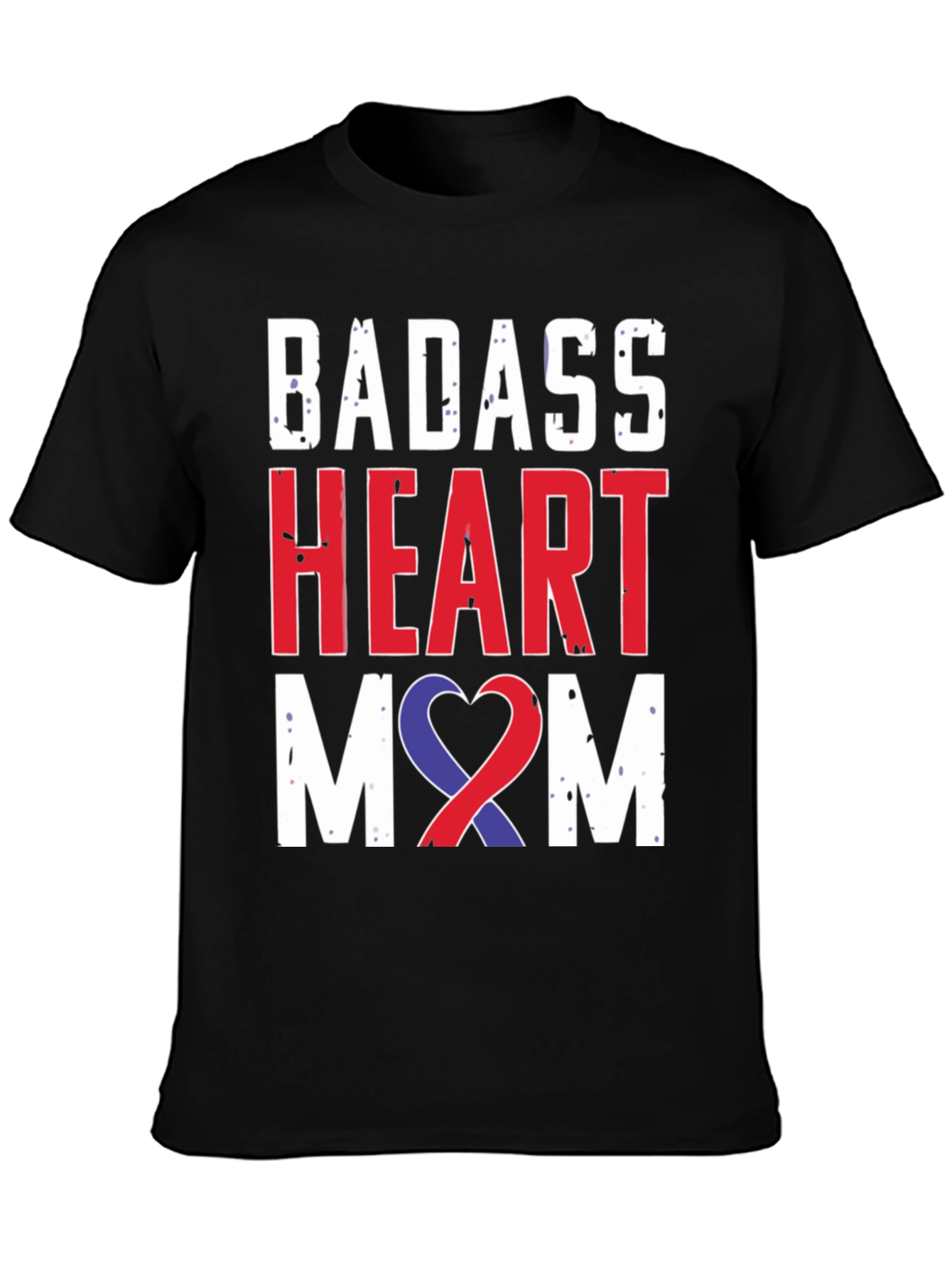 Black Badass Heart Mom Graphic Tee - Awareness Ribbon view 3