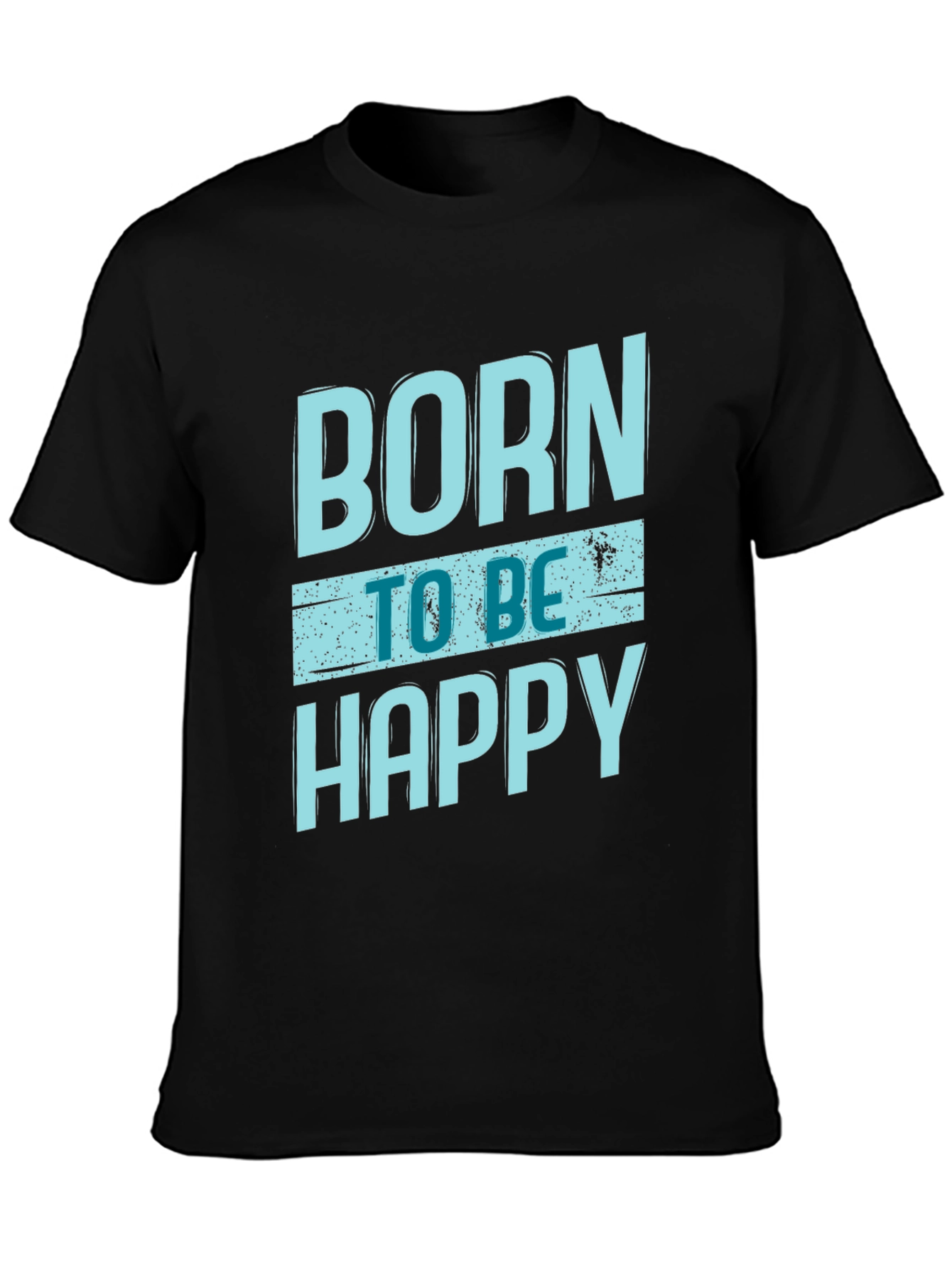 Black Born To Be Happy Graphic Print Black T-Shirt view 3