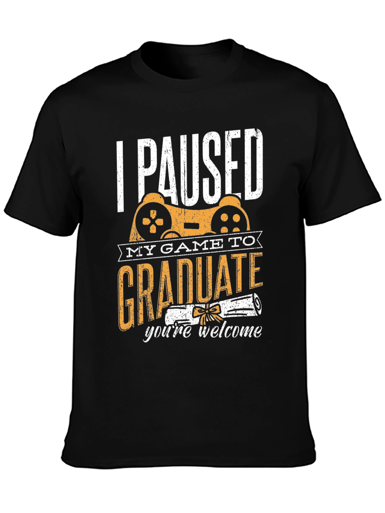 Black Gamer Graduation T-Shirt - I Paused My Game To Graduate view 3