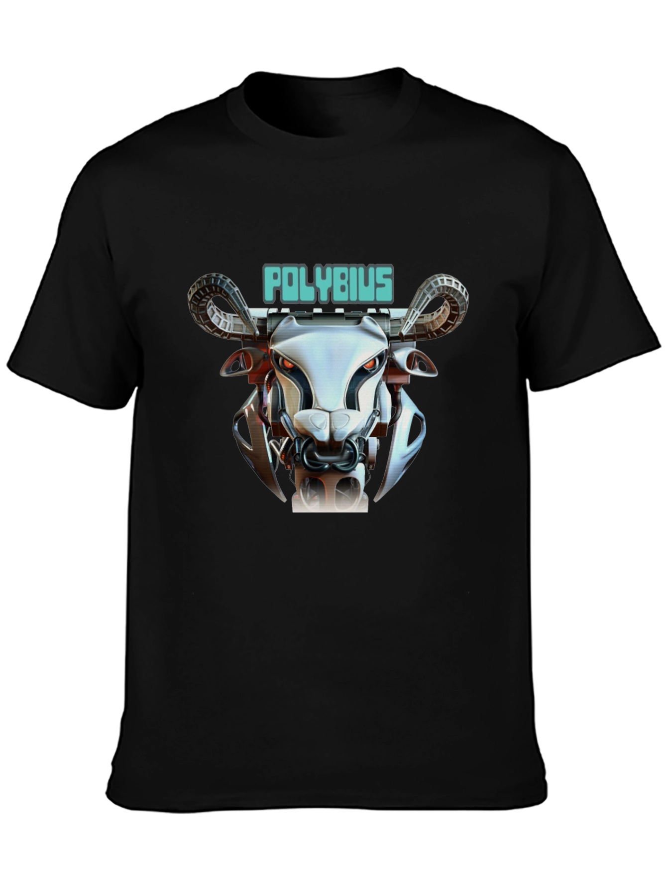 Black Polybius Robot Bull T-Shirt - Sci-Fi Style view 3