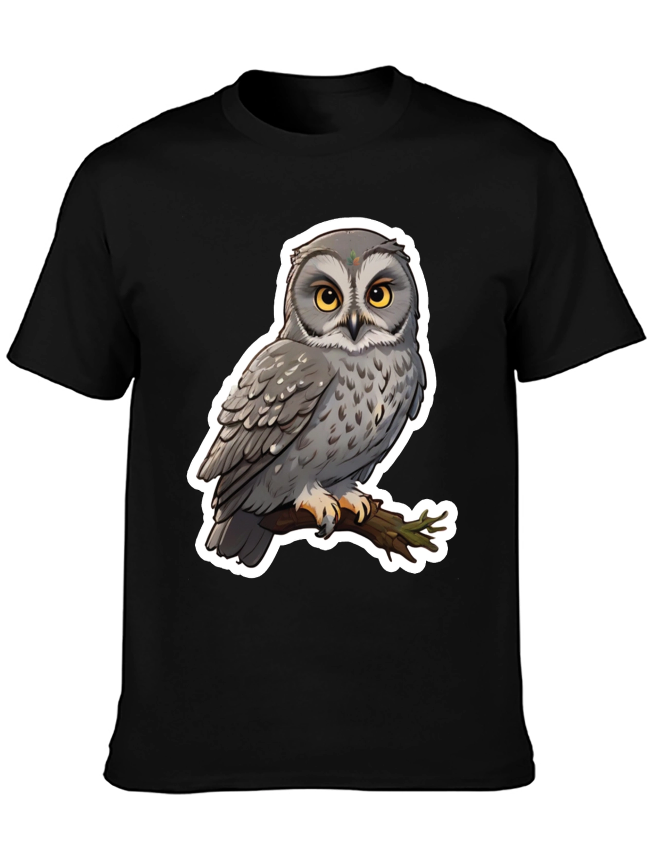 Black Owl Graphic Print Black T-Shirt view 3