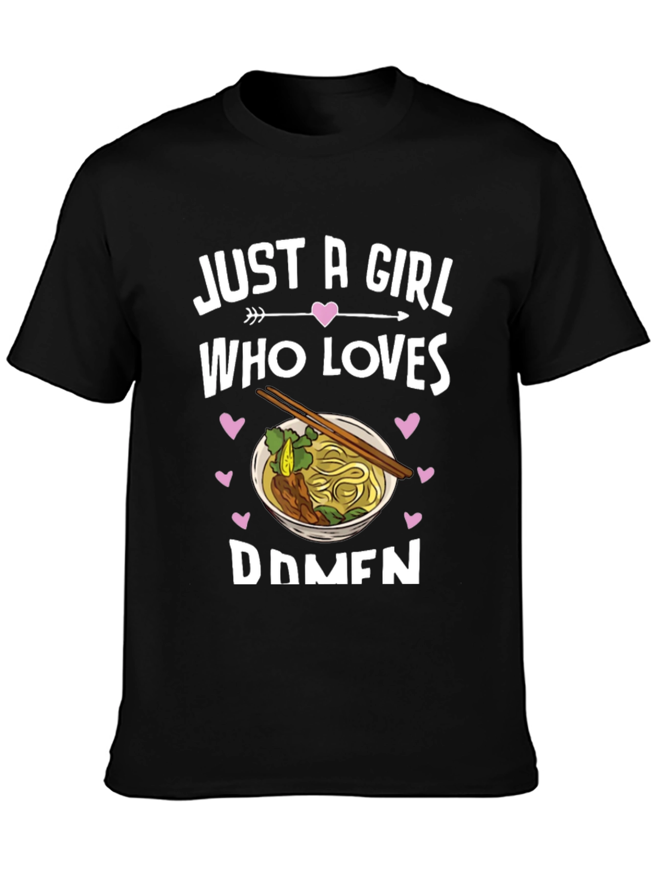 Black Just A Girl Who Loves Ramen Graphic Tee view 3