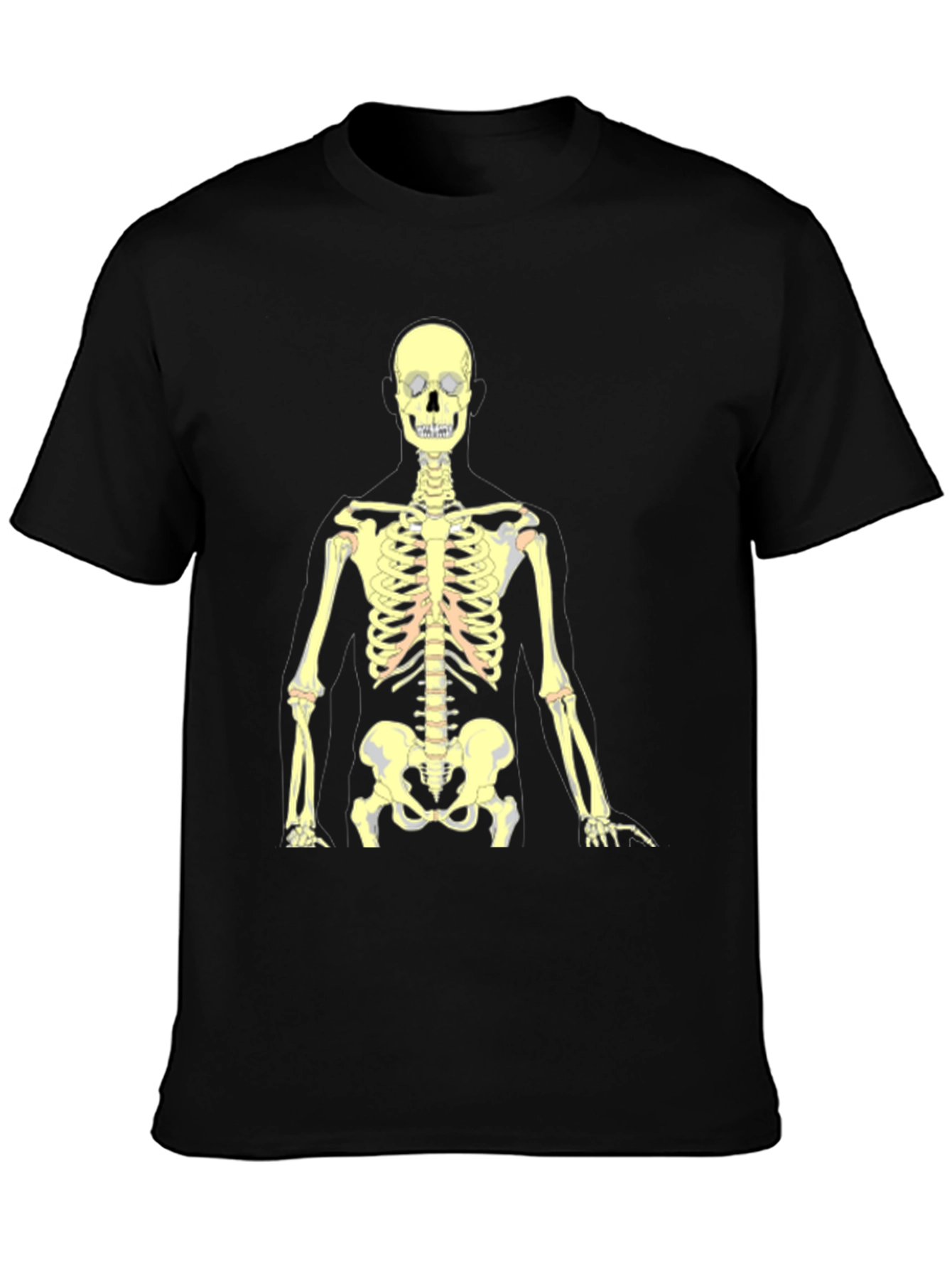 Black Skeleton Graphic Tee - Black Cotton Halloween Shirt view 3