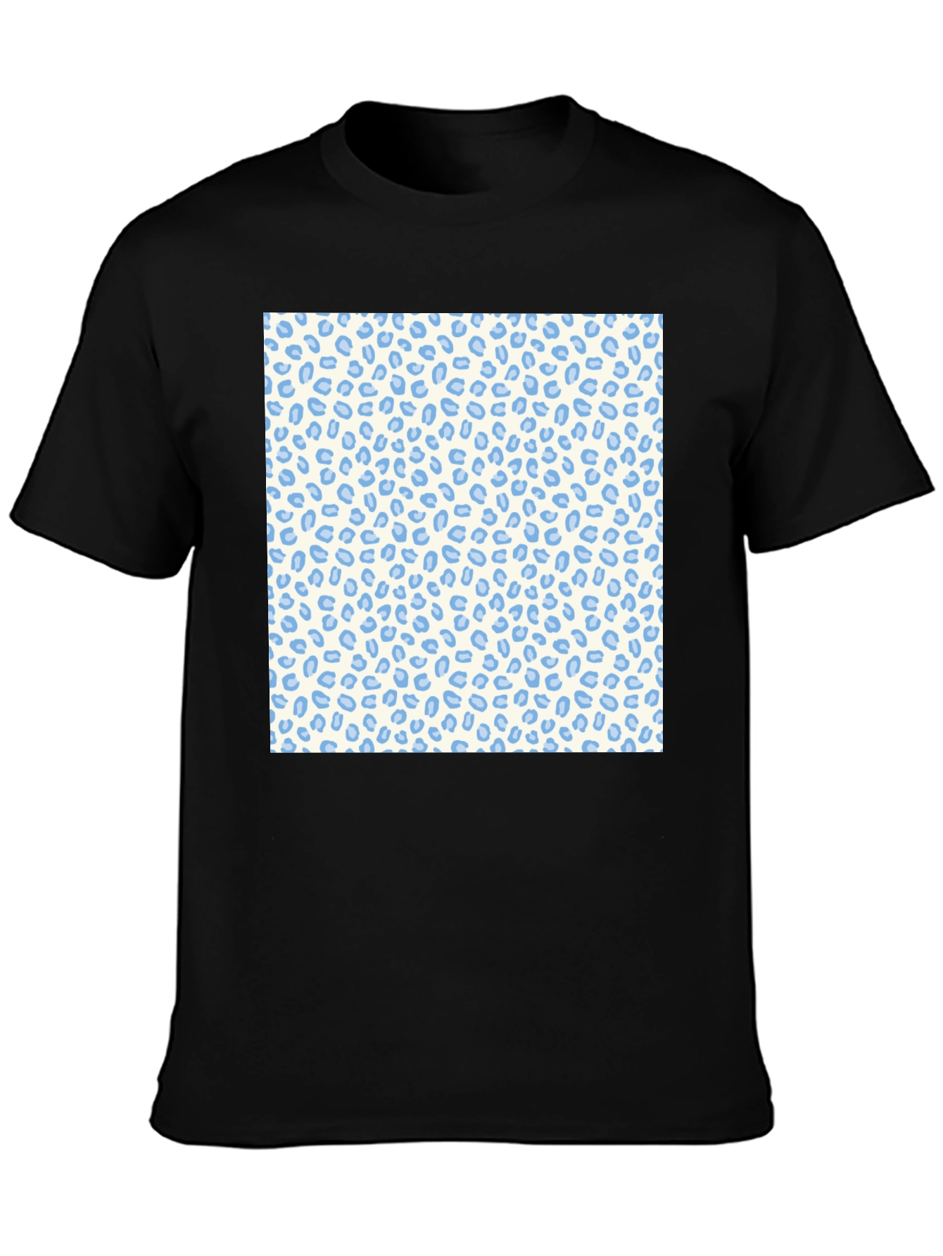 Black Cool Black Tee with Blue Leopard Print view 3