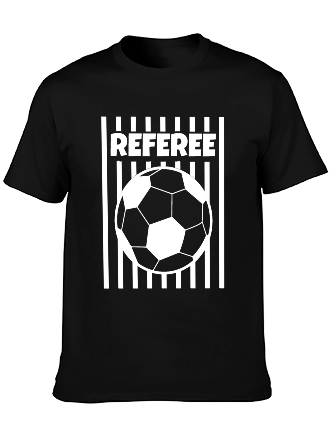 Black Referee Soccer Ball T-Shirt - Black Crew Neck Tee view 3