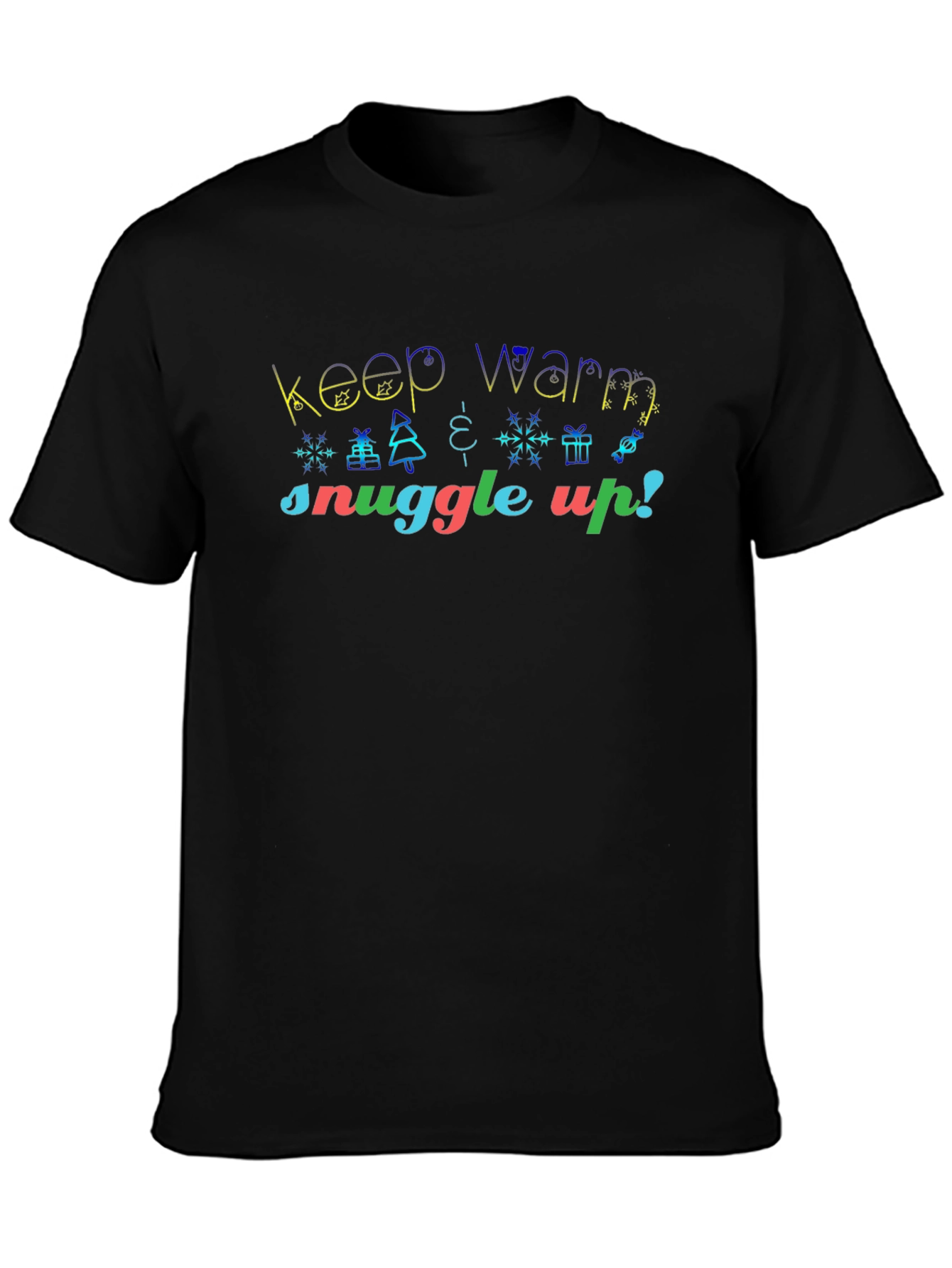 Black Festive 'Keep Warm, Snuggle Up!' Christmas Tee view 3