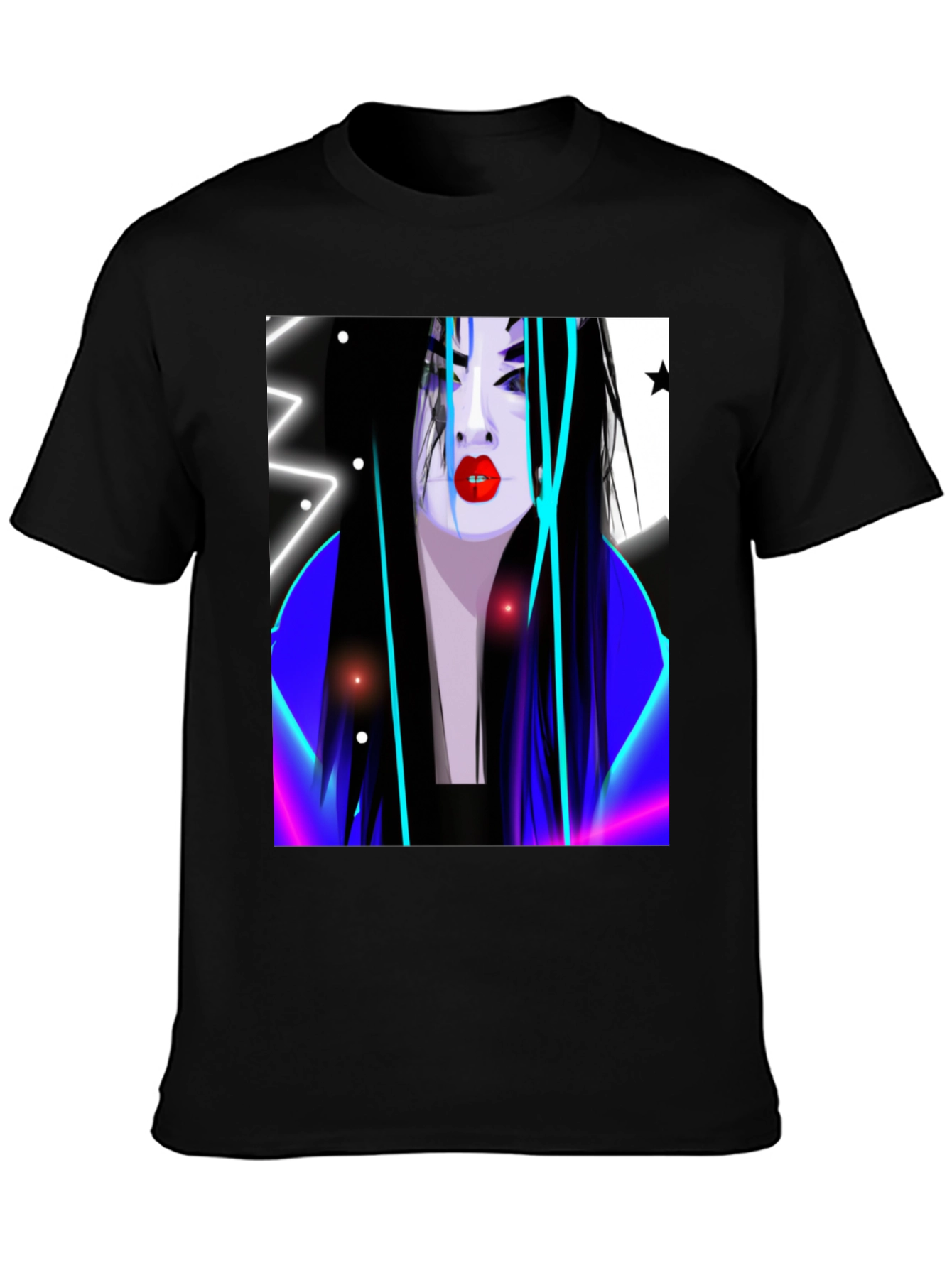 Black Neon Geisha Graphic T-Shirt - Stylish Urban Wear view 3