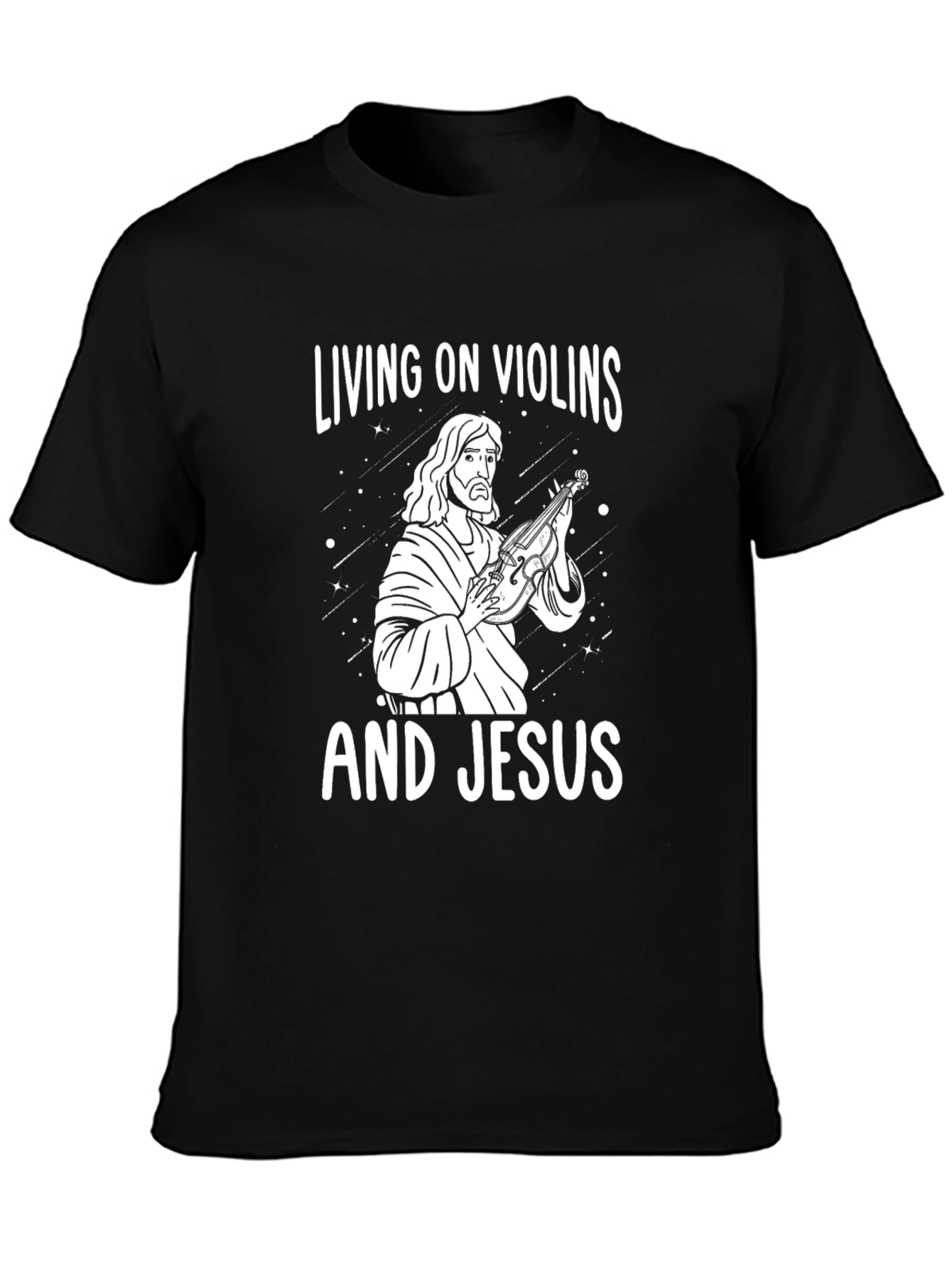 Black Living on Violins and Jesus Black Graphic Tee view 3