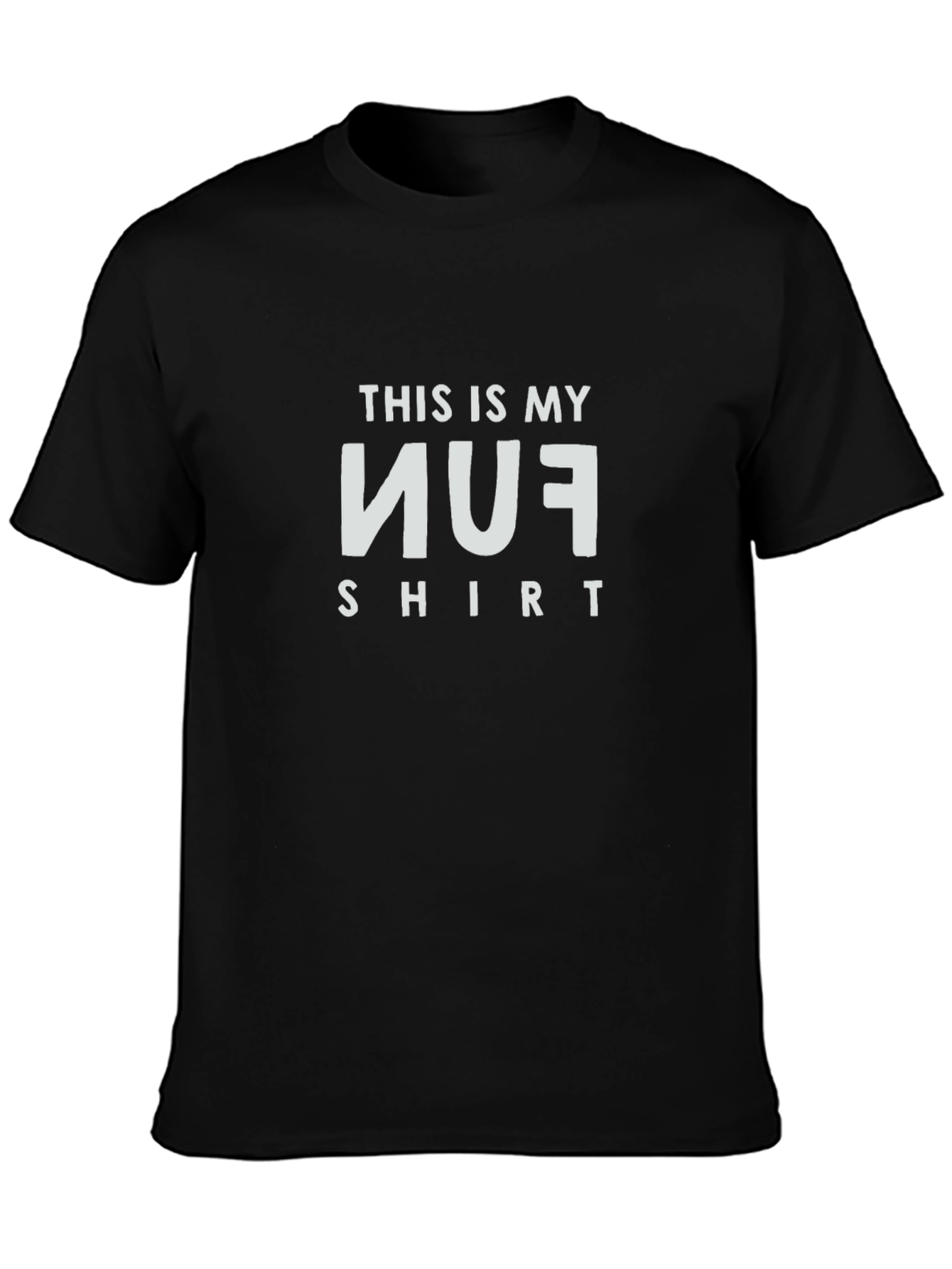Black Funny Inverted FUN Graphic T-Shirt view 3
