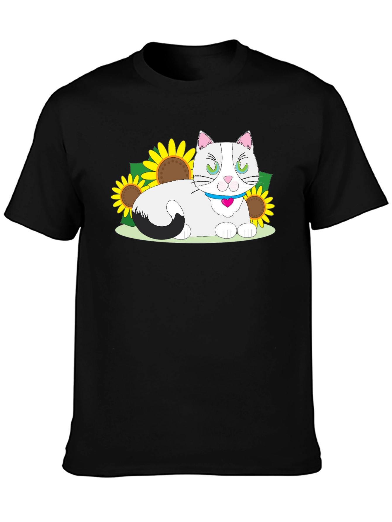 Black Cat & Sunflower Graphic T-Shirt view 3