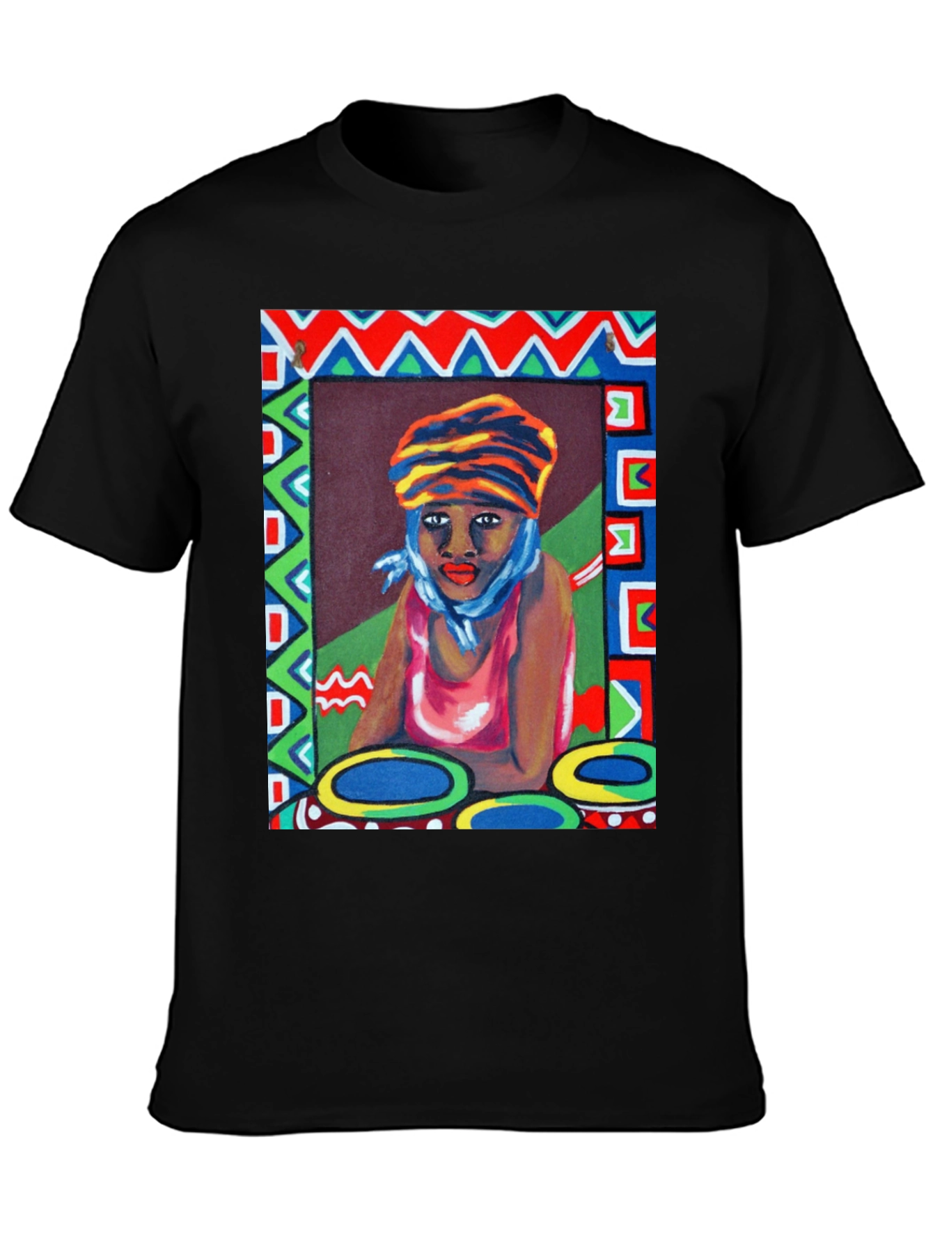 Black Artistic Woman Portrait Graphic T-Shirt view 3