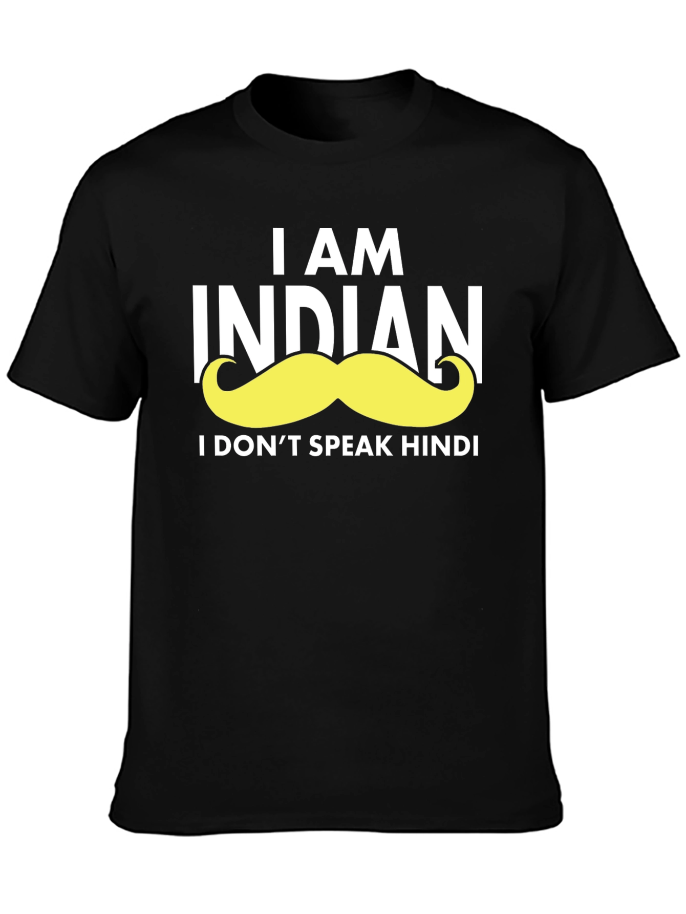 Black Funny Indian Moustache Graphic T-Shirt view 3