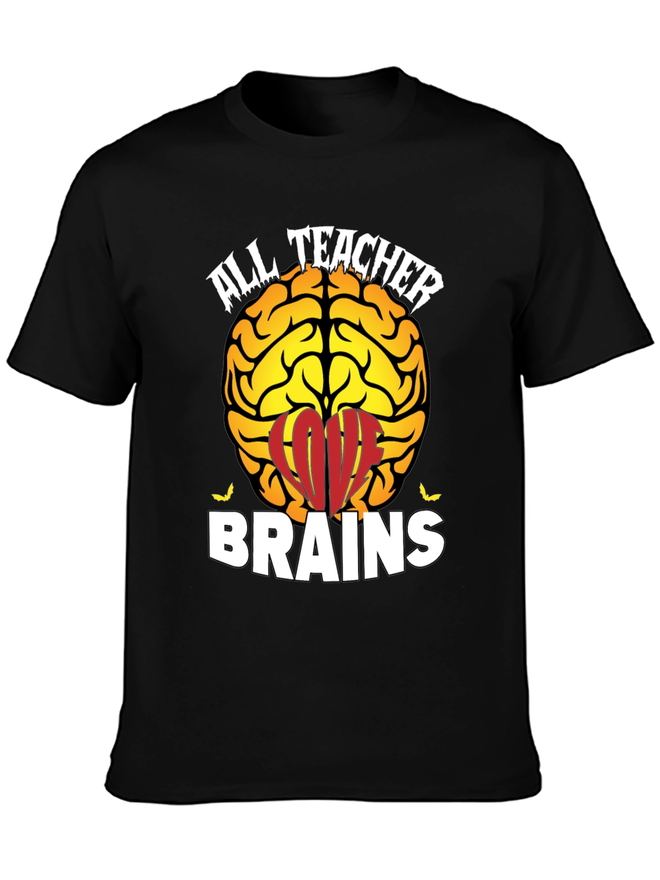 Black All Teacher Brains T-Shirt view 3