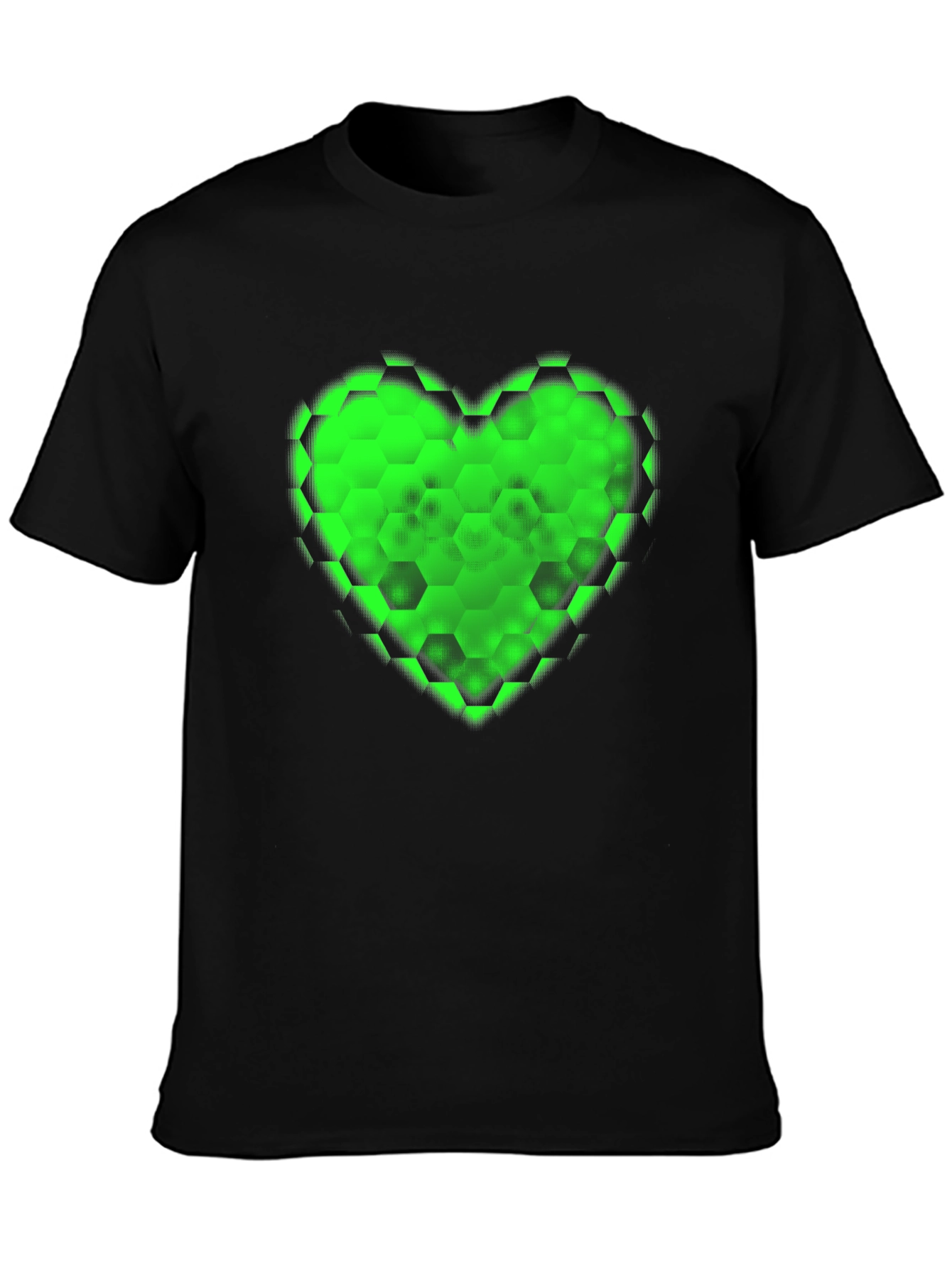 Black Green Hex Heart Graphic T-Shirt - Soft Cotton Blend view 3