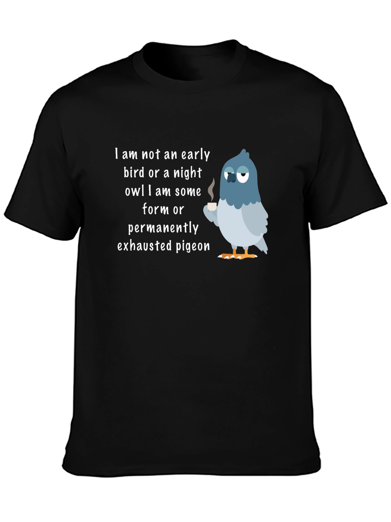 Black Exhausted Pigeon T-Shirt - Funny Bird Lover Tee view 3